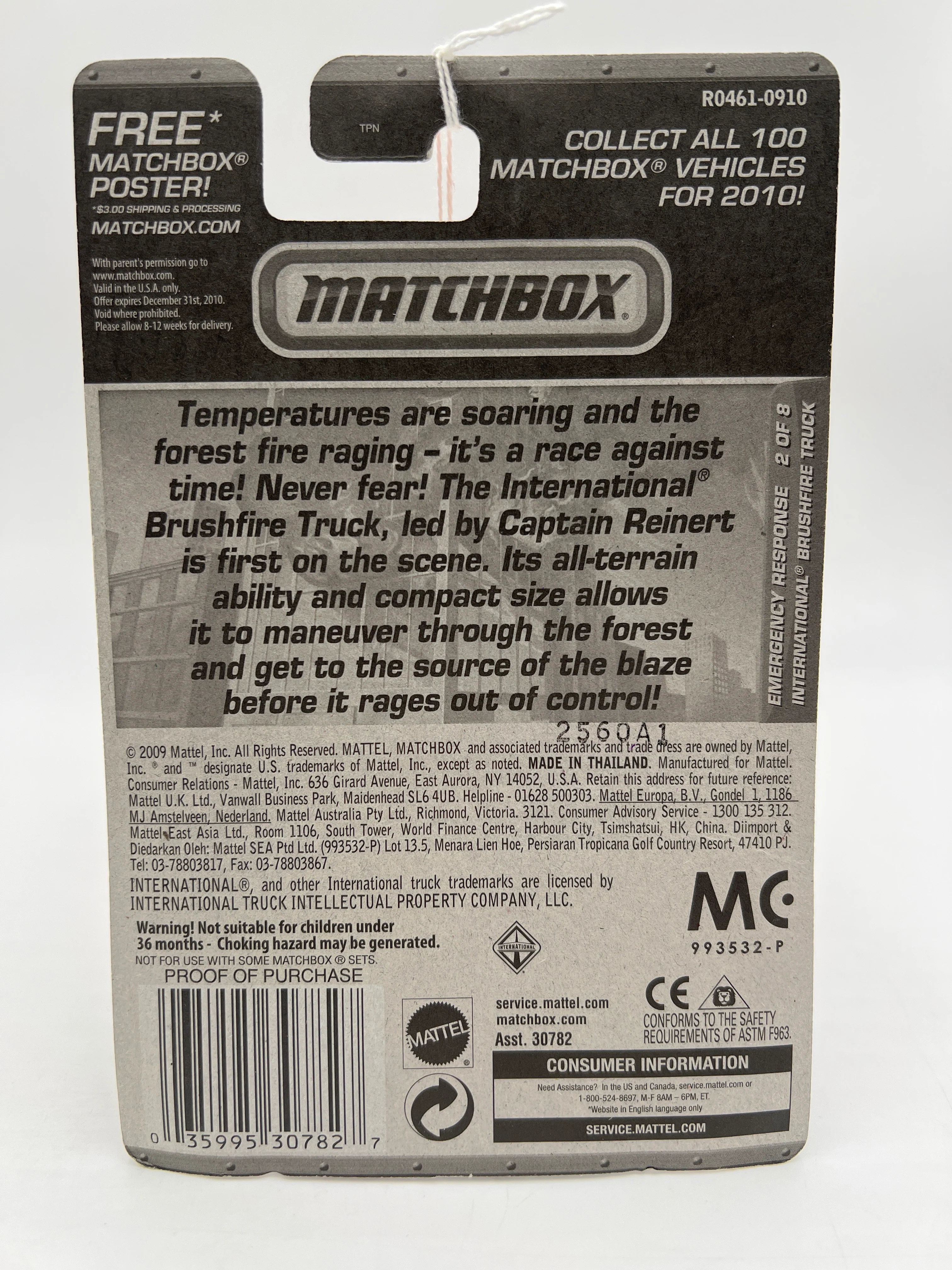 Matchbox Emergency Response #52 International Brushfire Truck Red 216J - Image 7