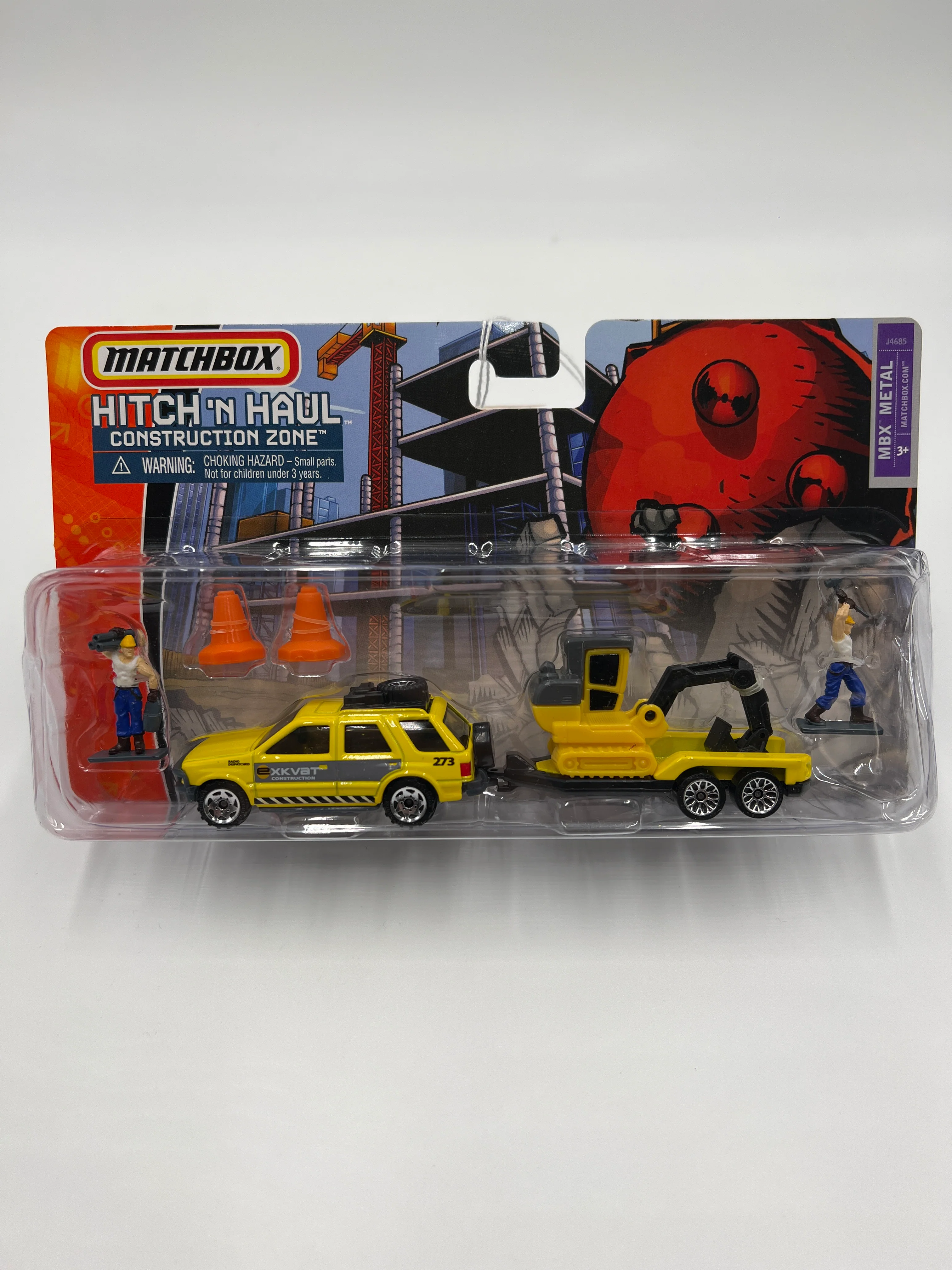 Matchbox Hitch N Haul MBX Metal Construction Zone Isuzu Rodeo & Excavator SR - Image 2