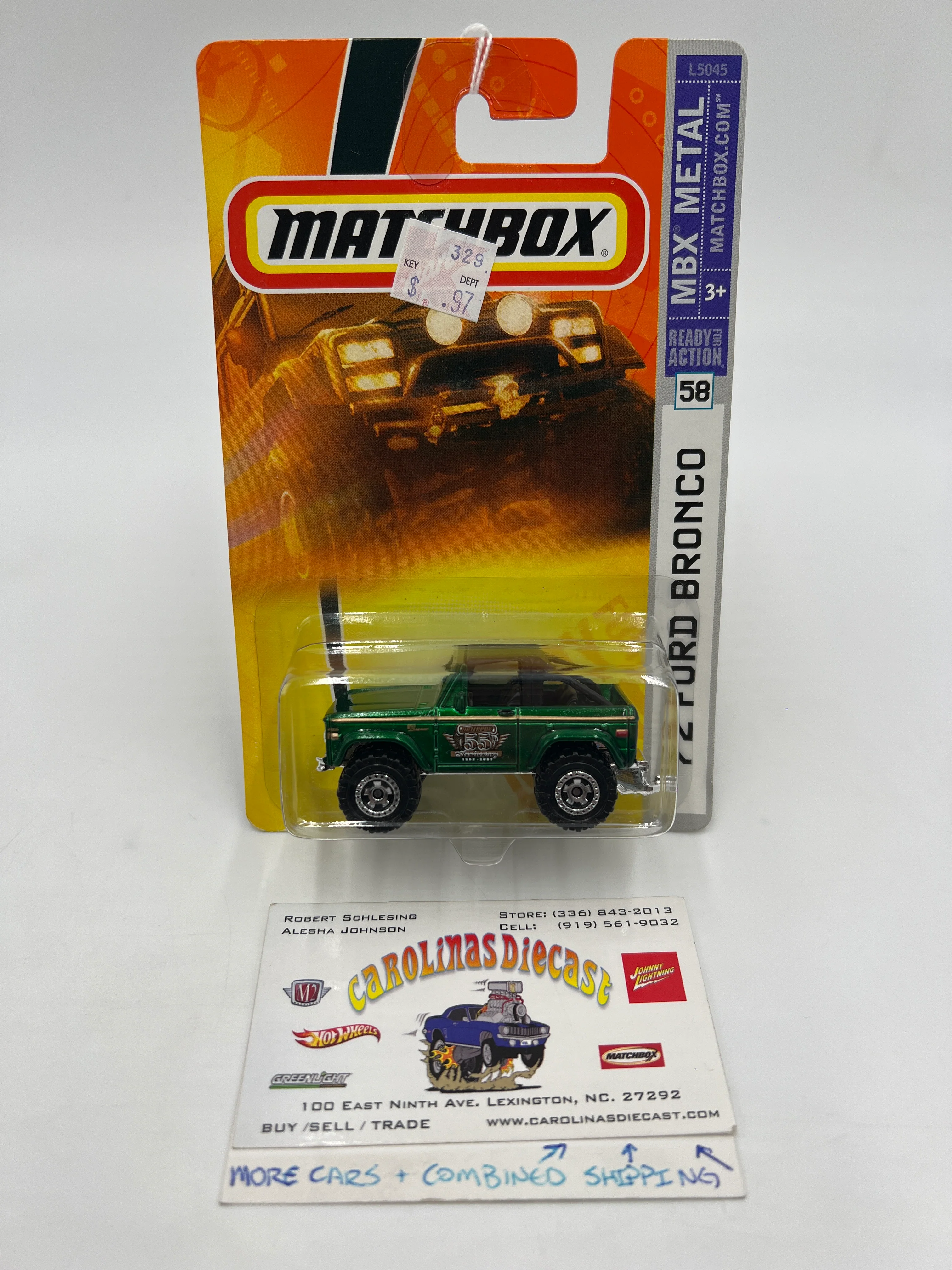 Matchbox MBX Metal #58 72 Ford Bronco Emerald Green 216G