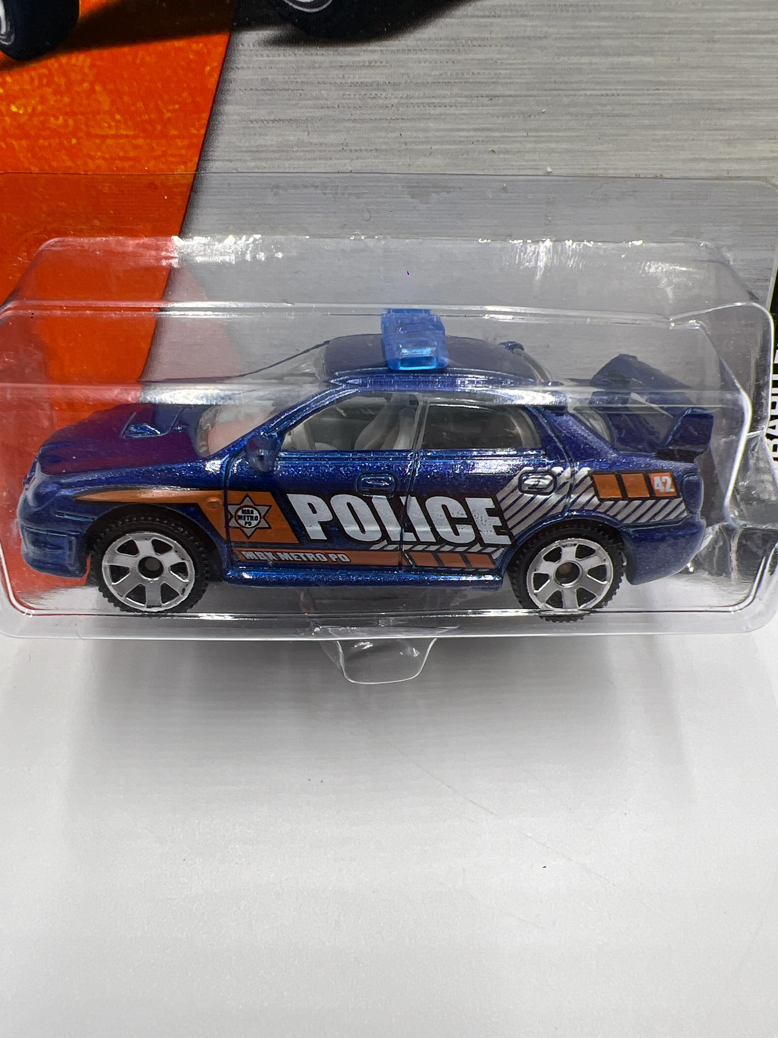 Matchbox MBX 2014 Collection Subaru Impreza WRX Police Blue Bad Card 208B - Image 3