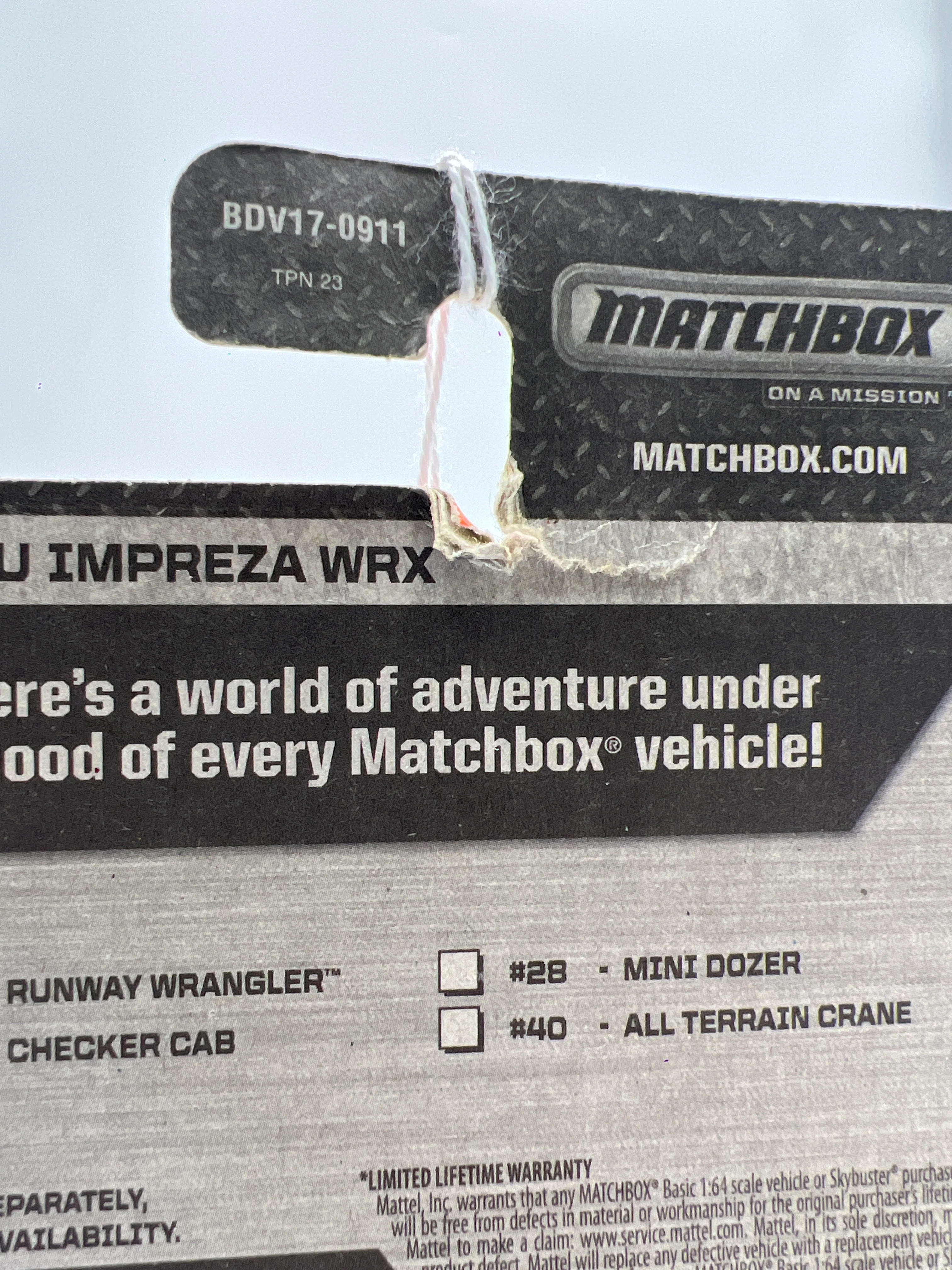 Matchbox MBX 2014 Collection Subaru Impreza WRX Police Blue Bad Card 208B - Image 9