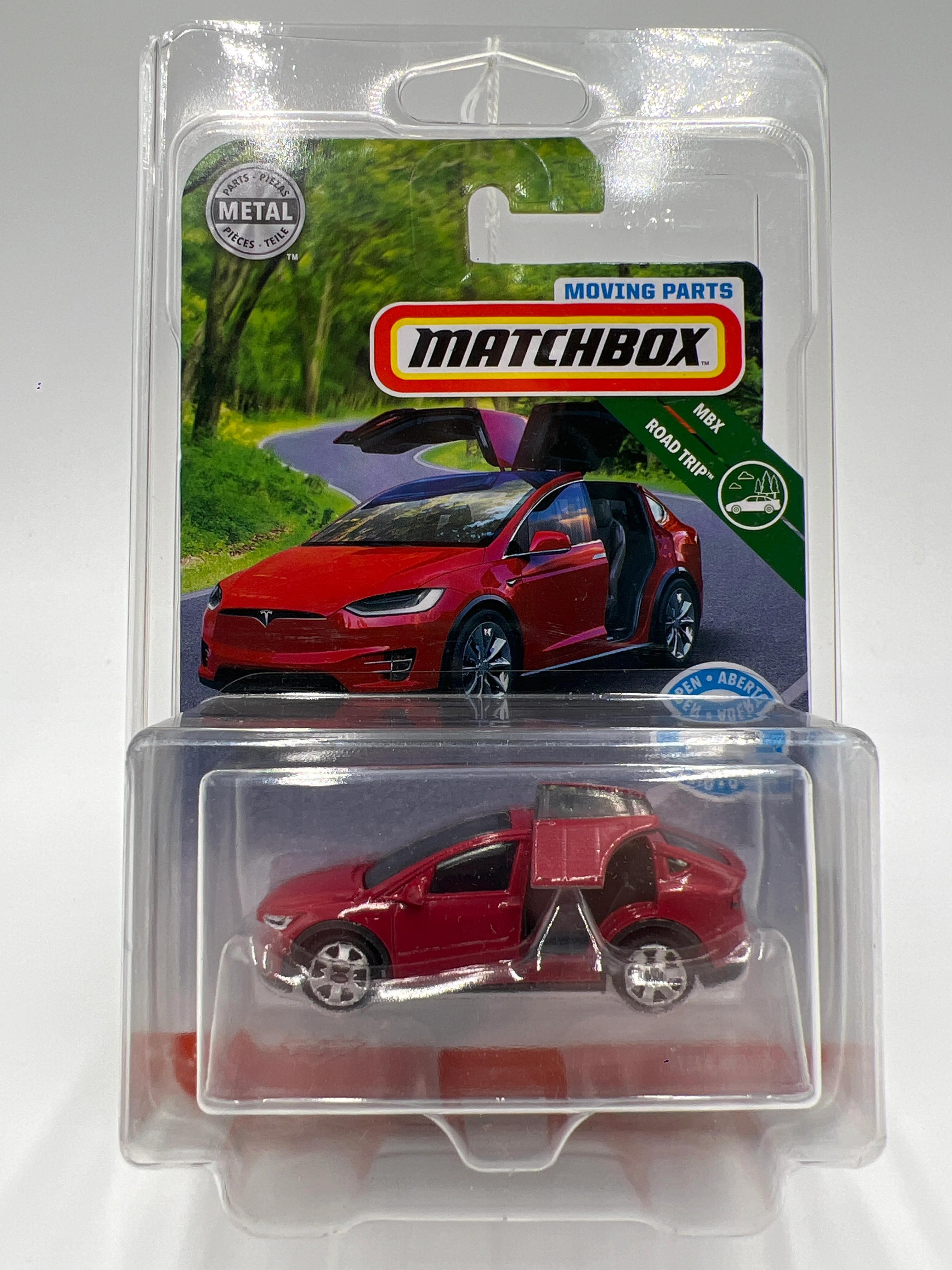 Matchbox Moving Parts MBX Road Trip Tesla Model X Red W/Protector HTF - Image 7