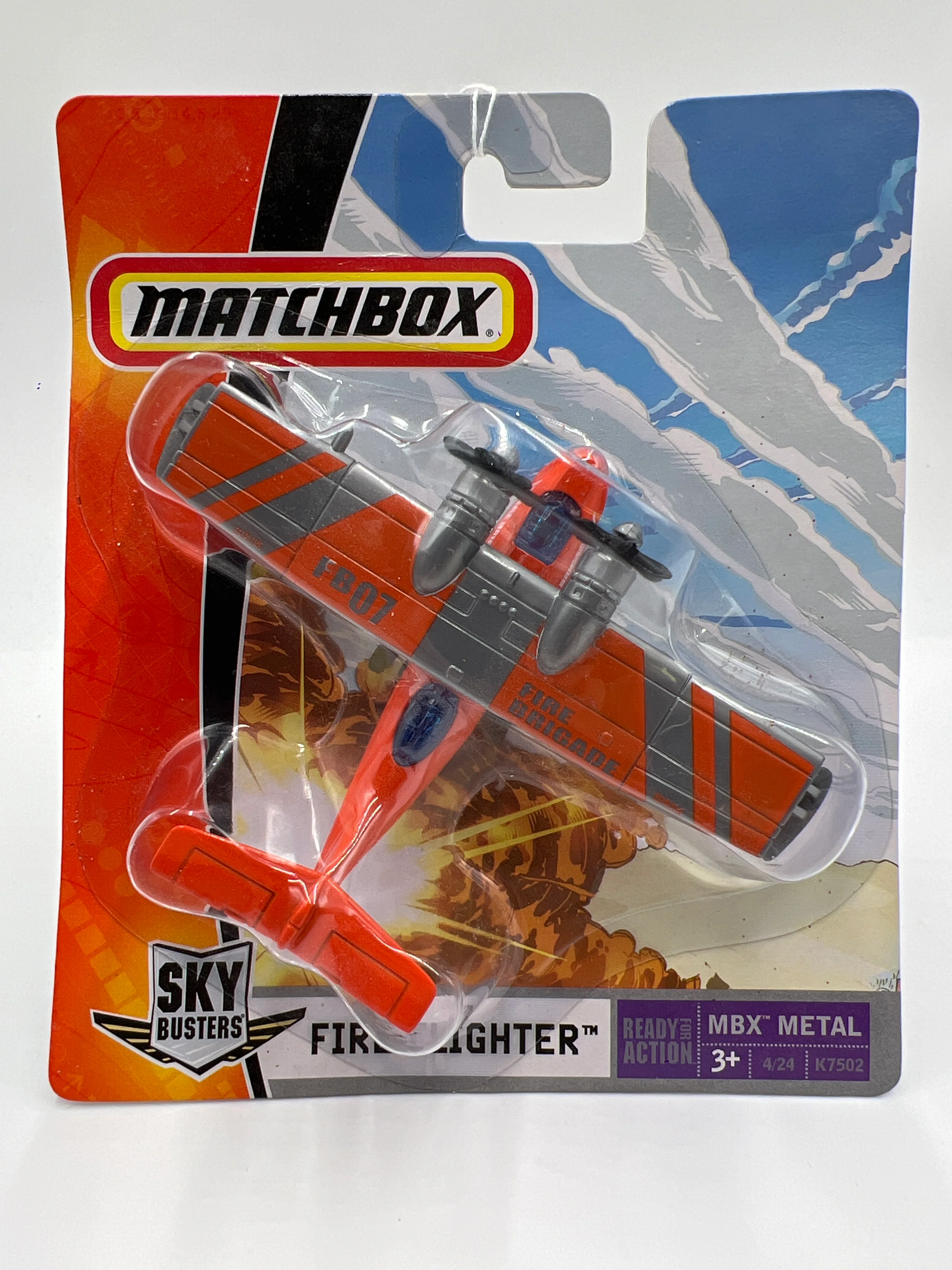 Matchbox Sky Busters MBX Metal #4 Fire Flighter Fire Brigade Orange - Image 2