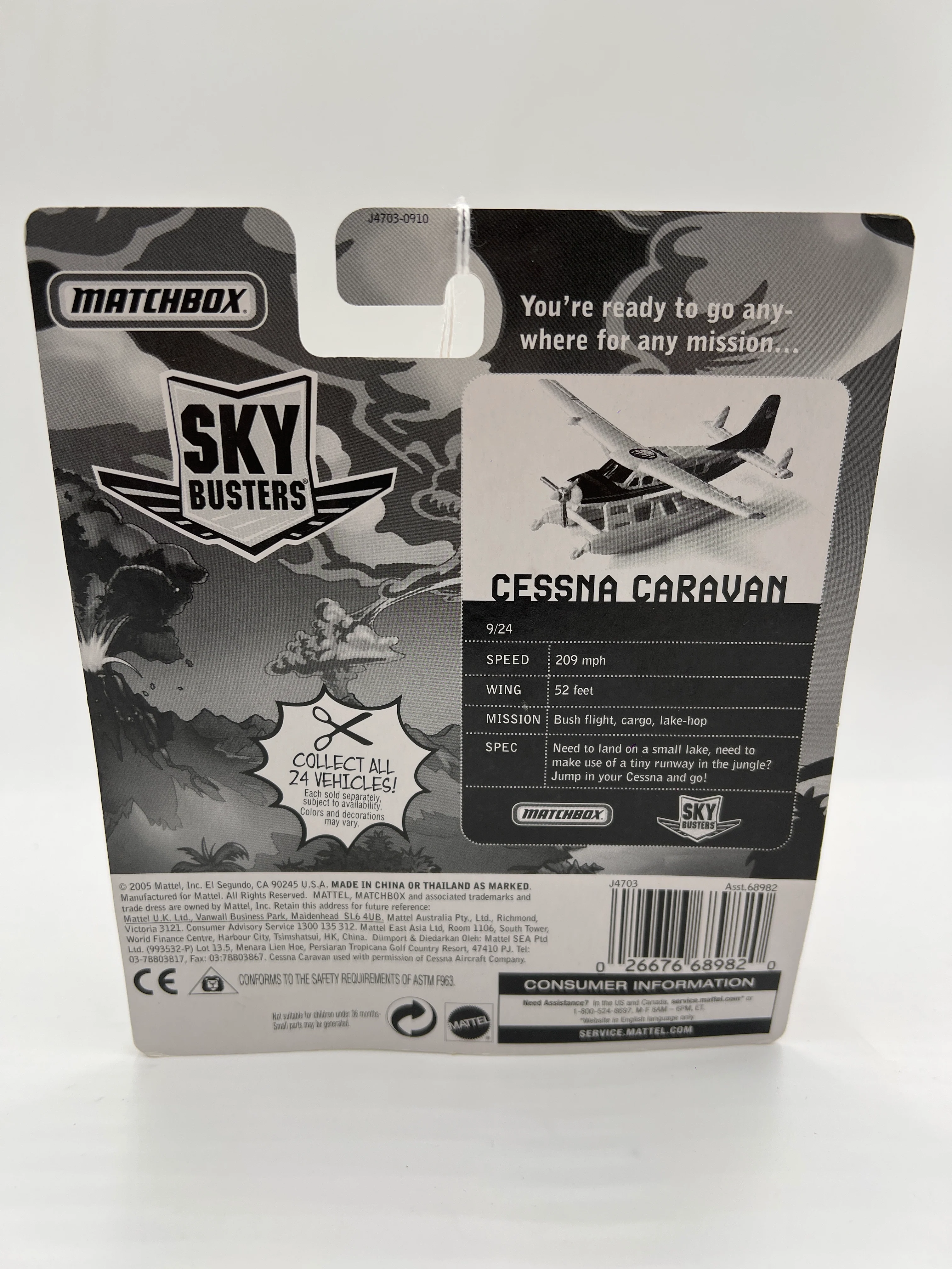 Matchbox Sky Busters MBX Metal #9 Cessna Caravan Grizzly White - Image 6