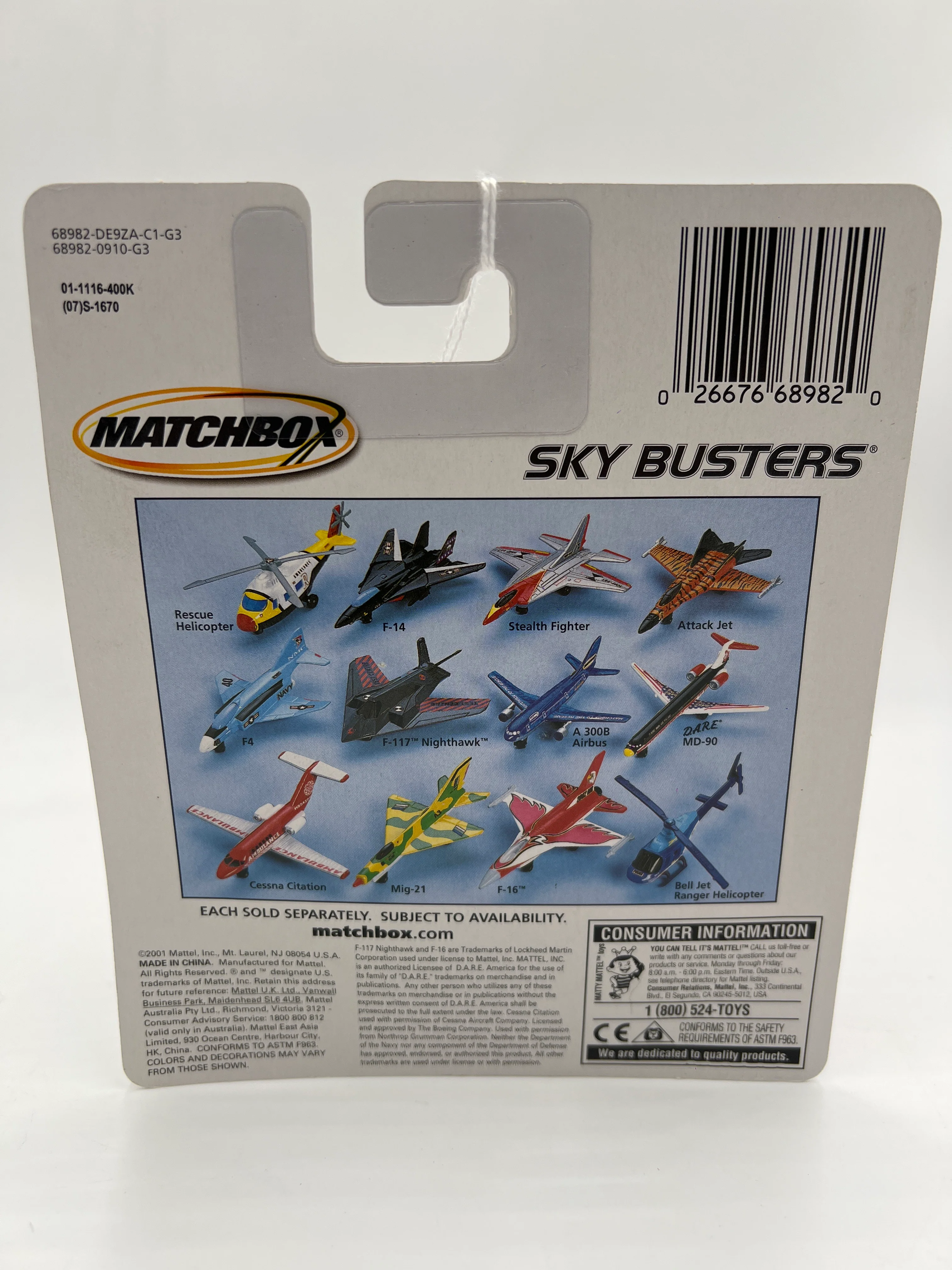 Matchbox Sky Busters F-16 White/Red TT2 - Image 6