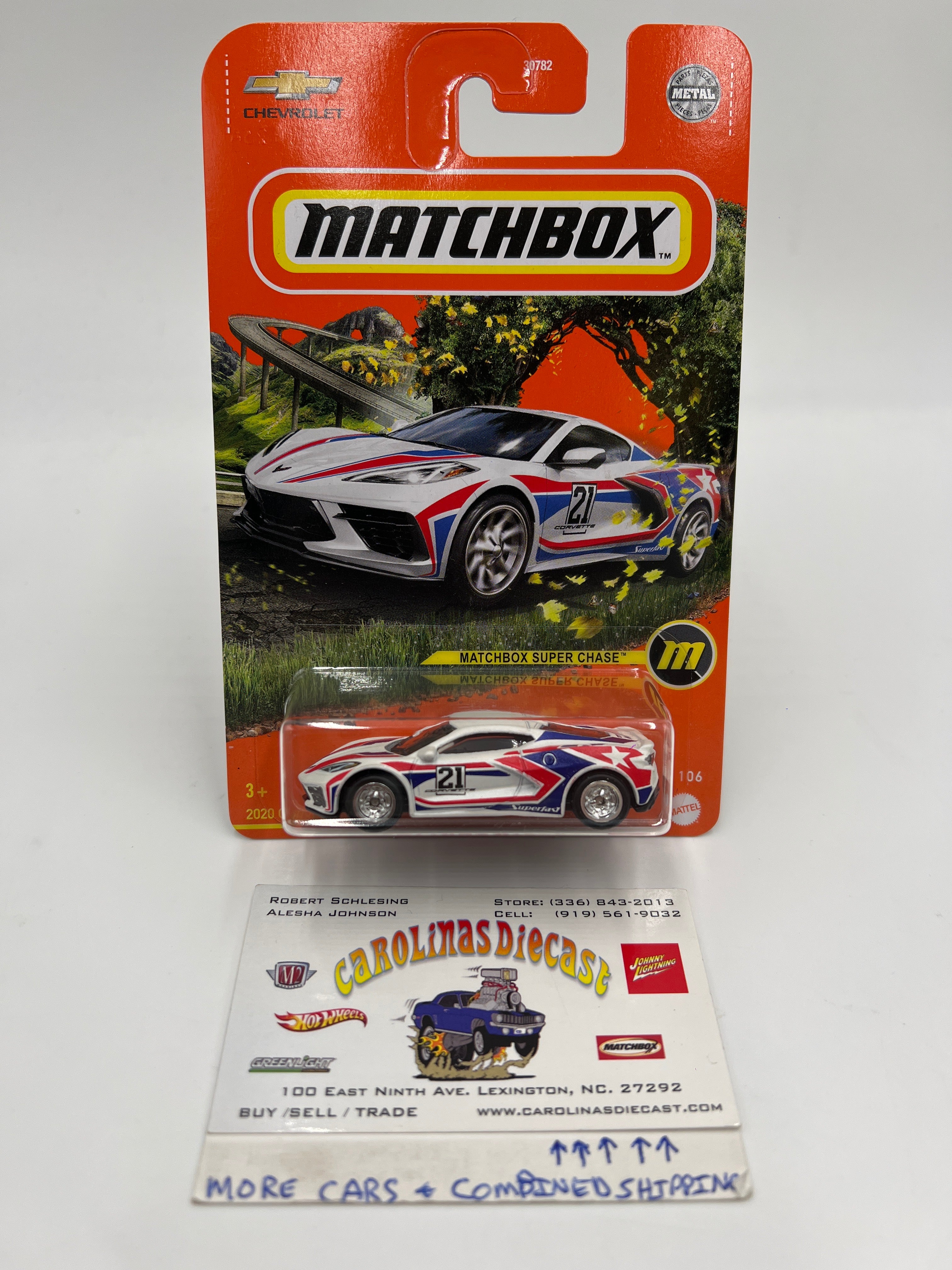 Matchbox Super Chase 2020 Corvette White W/Protector