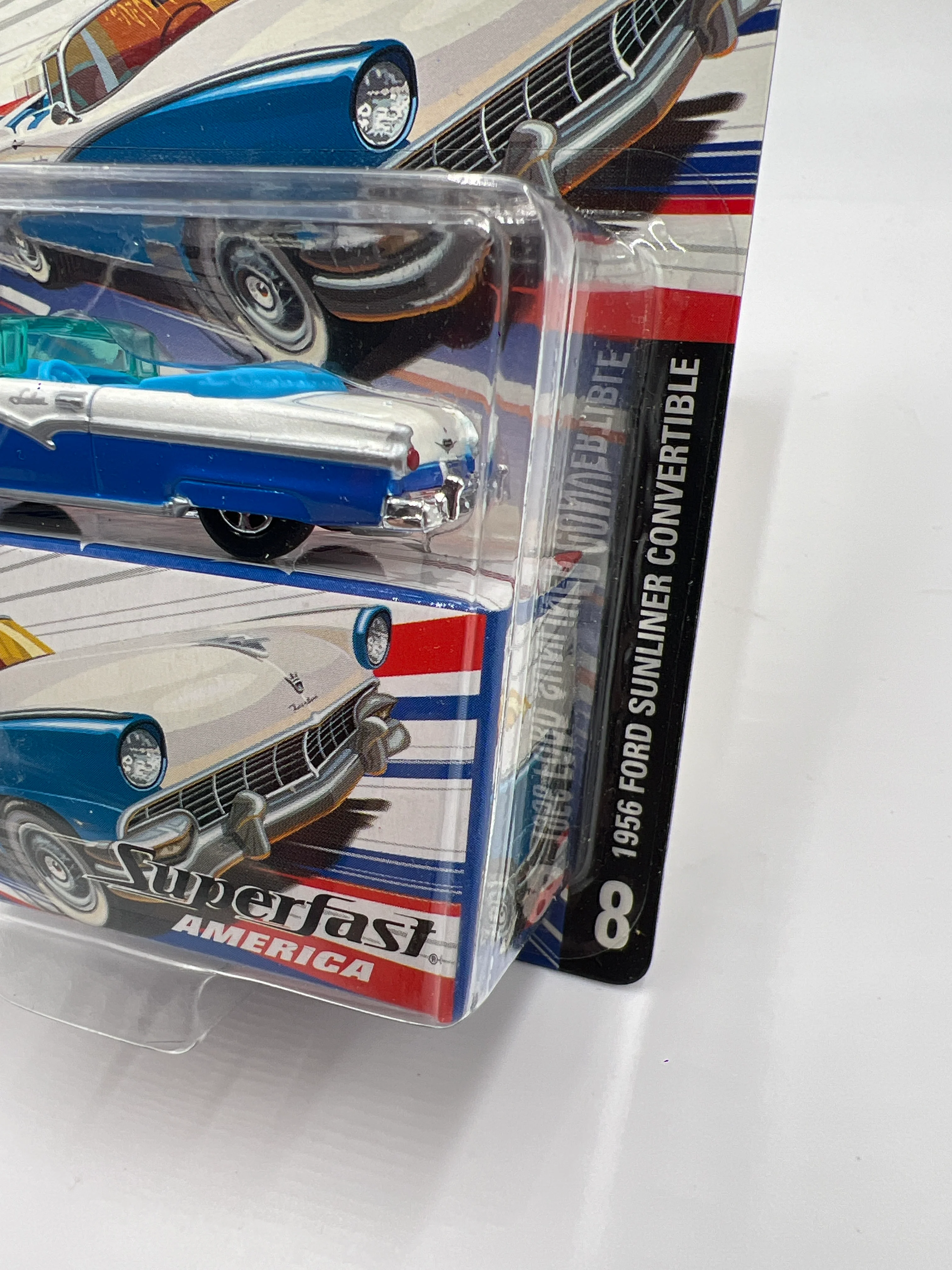Matchbox Superfast America #8 1956 Ford Sunliner Convertible Blue/White 173A - Image 4