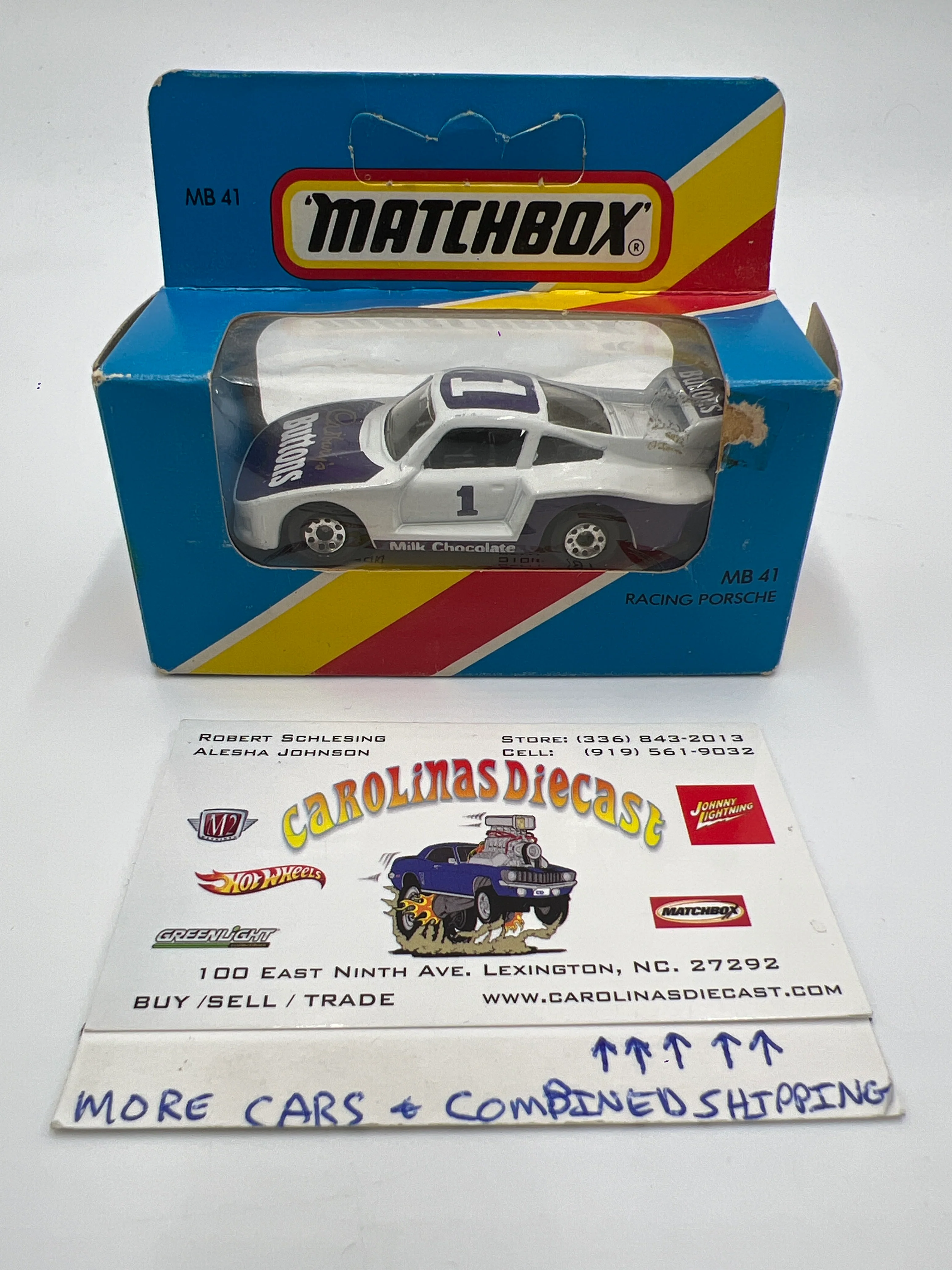 Matchbox Unpunched #41 Cadburys Buttons Racing Porsche 935 #1 White (Box Opened)