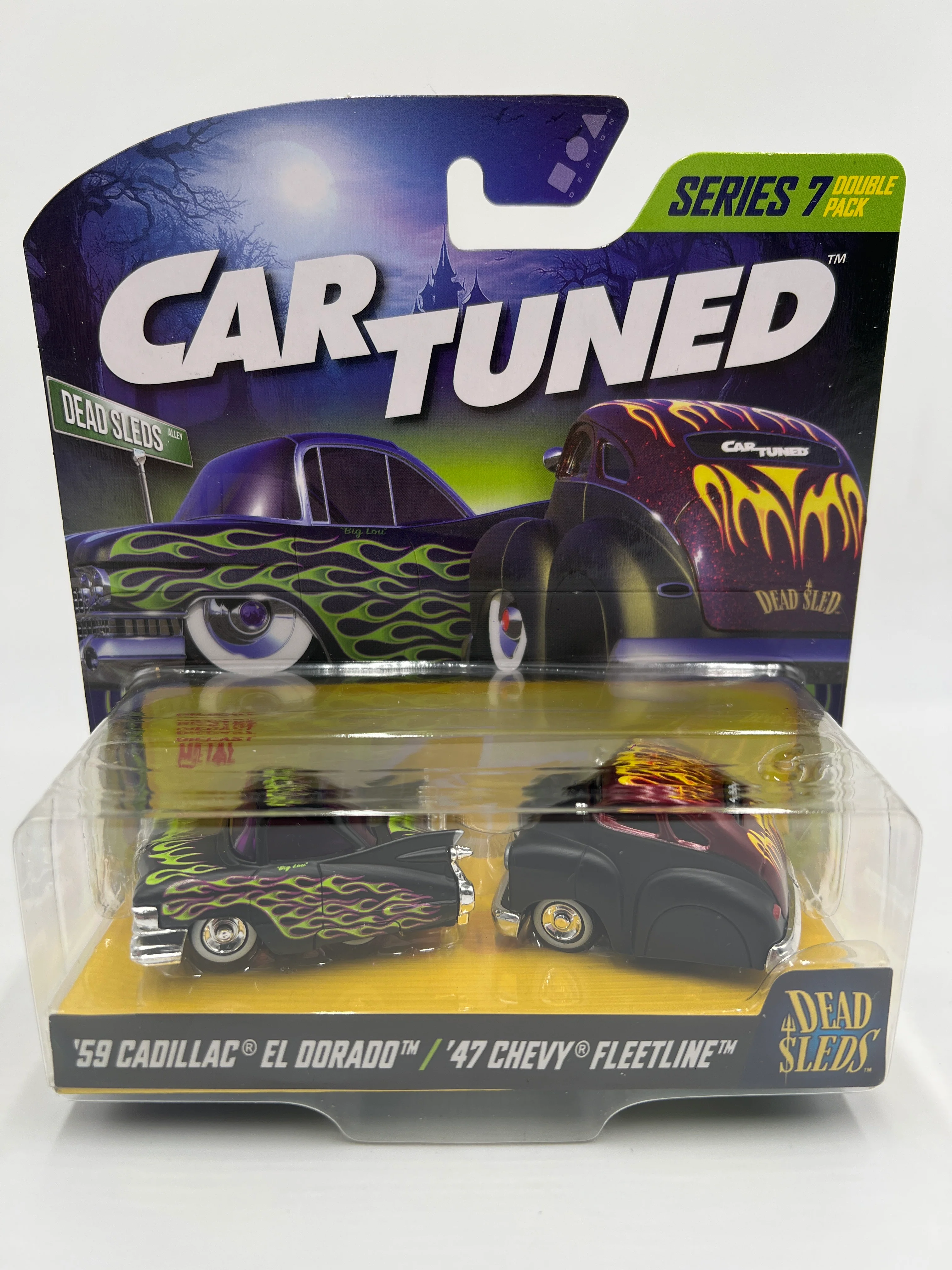 MGA Car Tuned Double Pack Series 7 Dead Sleds 59 Cadillac El Dorado & 47 Chevy Fleetline