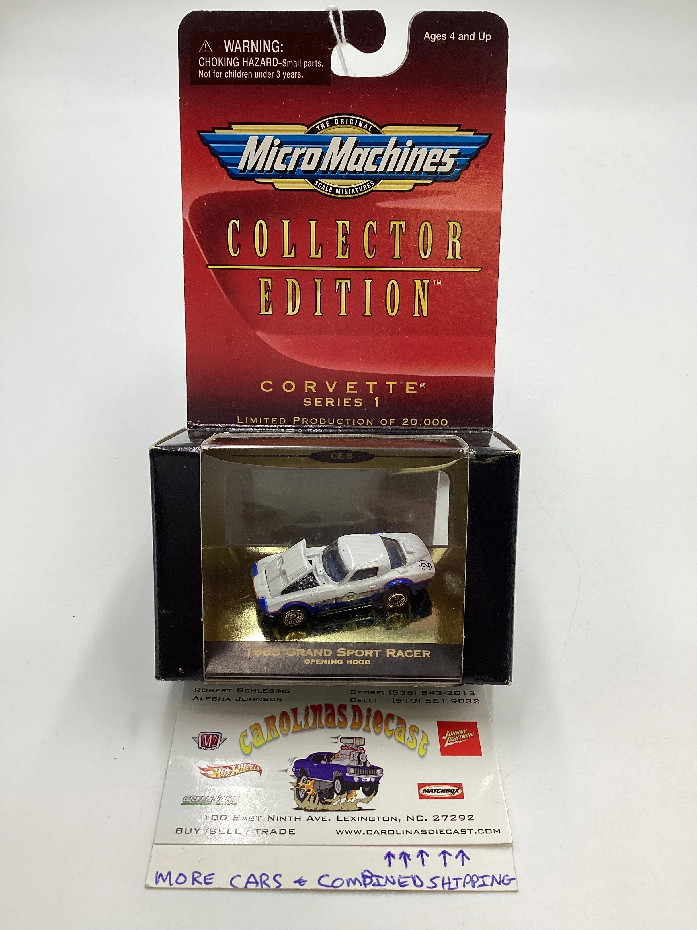 Micro Machines Collectors Edition Corvette Series 1 1963 Grand Sport Racer White/Blue 1/20000 SR CE 5