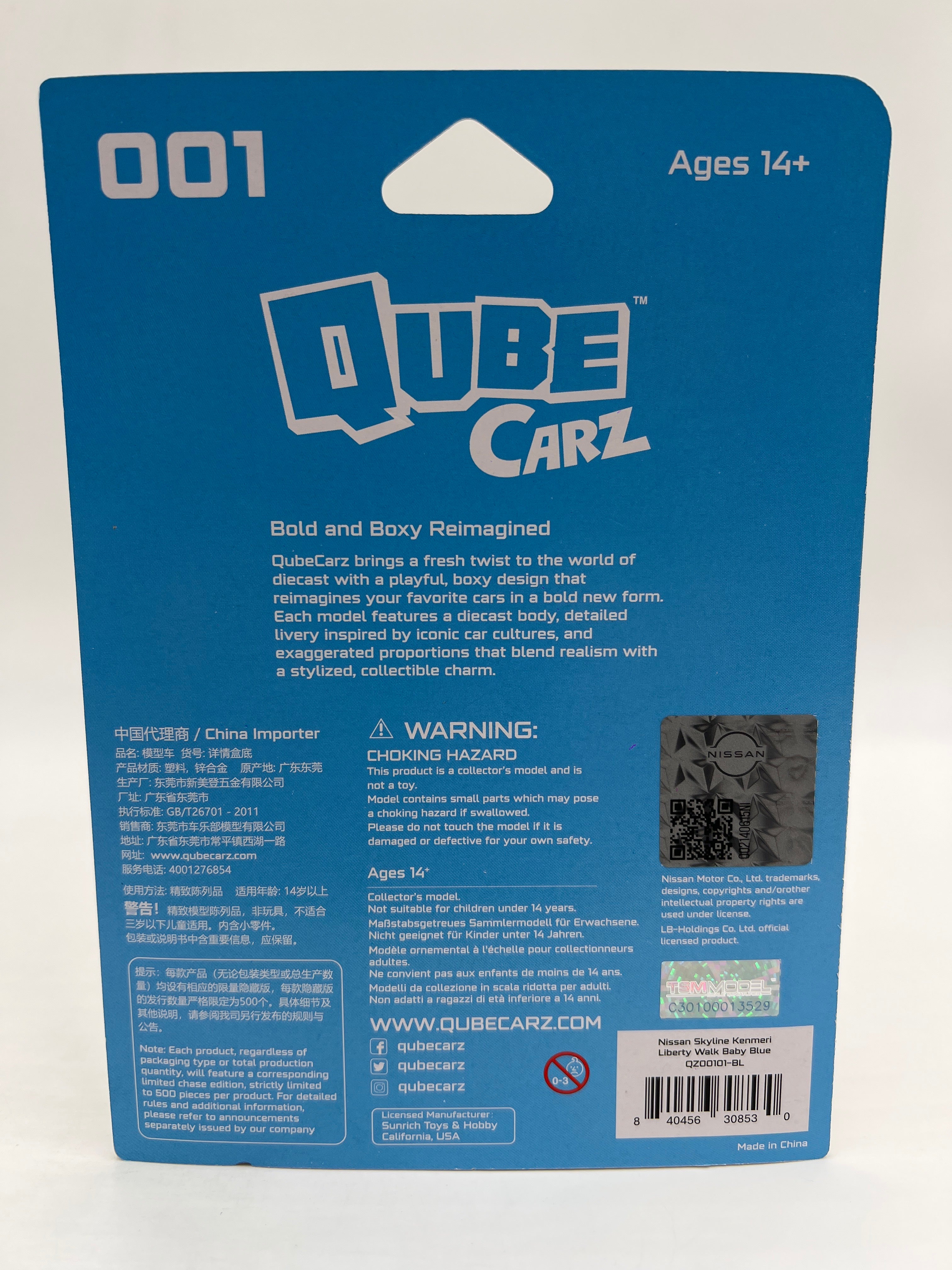 Mini GT Qube Carz Liberty Walk #1 Nissan Skyline Kenmari Liberty Walk Baby Blue 177D - Image 6