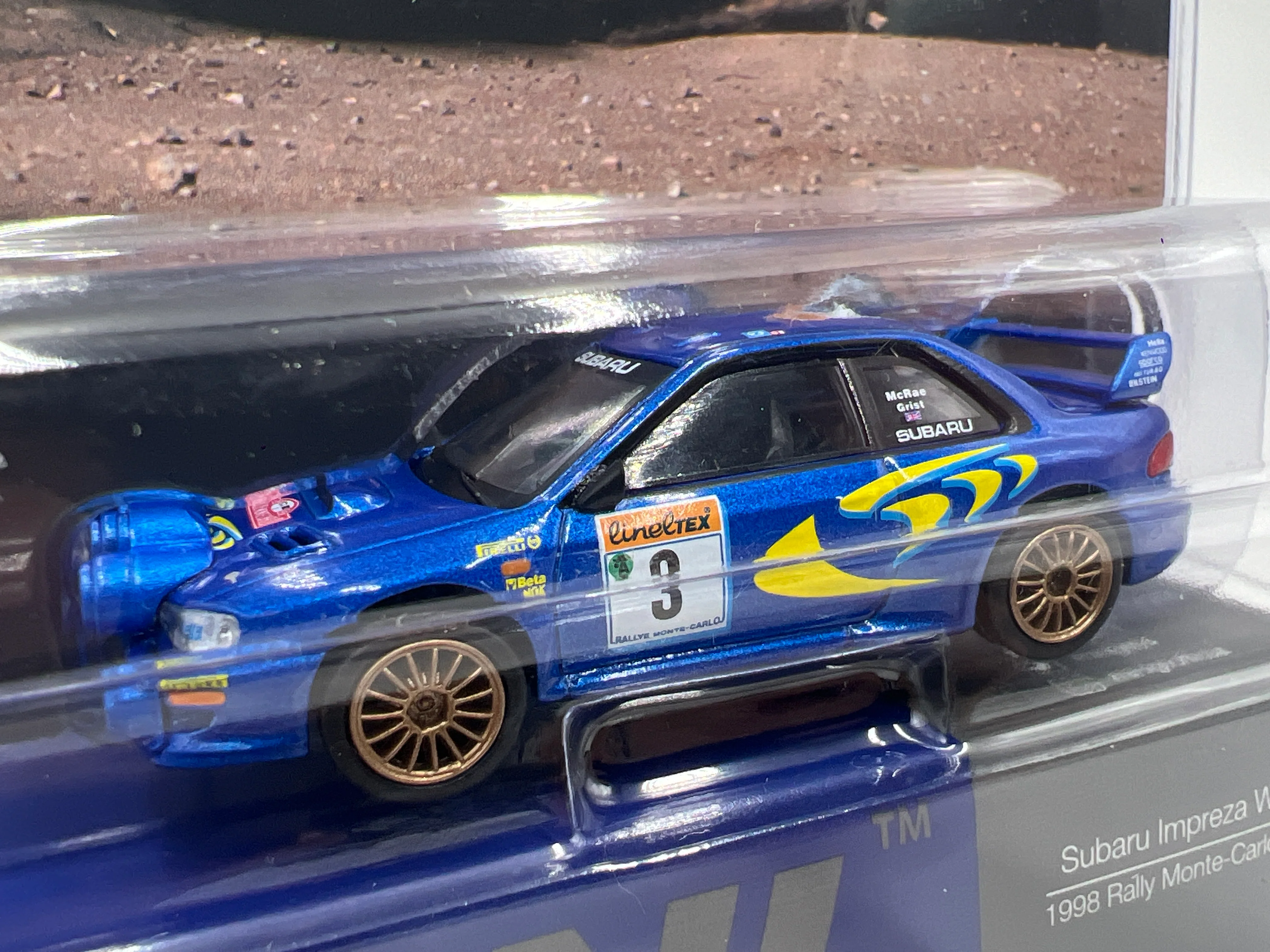 Mini GT #975 Subaru Impreza WRC98 #3 1998 Rally Monte-Carlo 3rd Place Blue 235A - Image 2