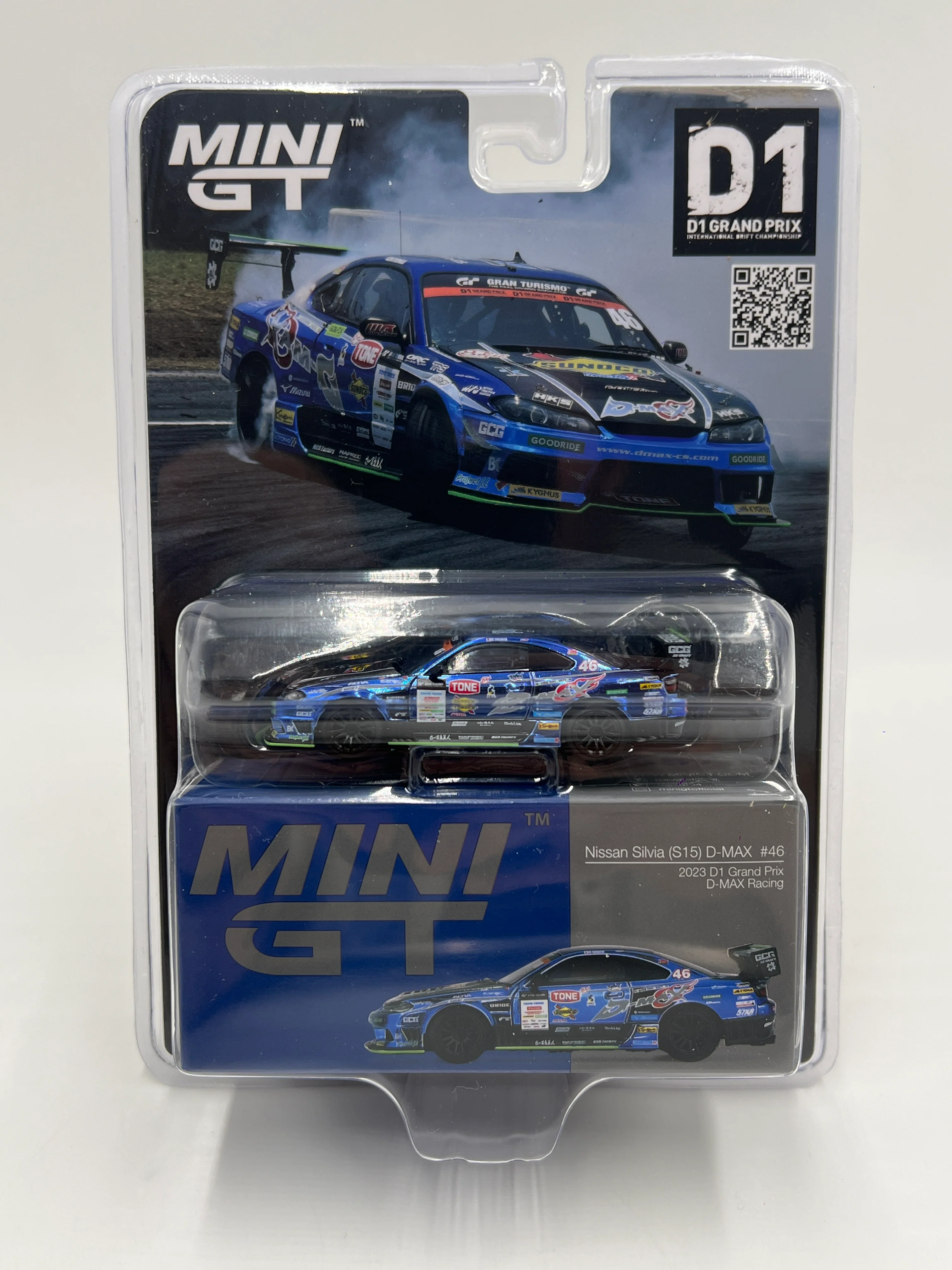 Mini GT Japan Exclusive #857 Nissan Silvia S15 D-Max #46 2023 D1 Grand Prix Blue