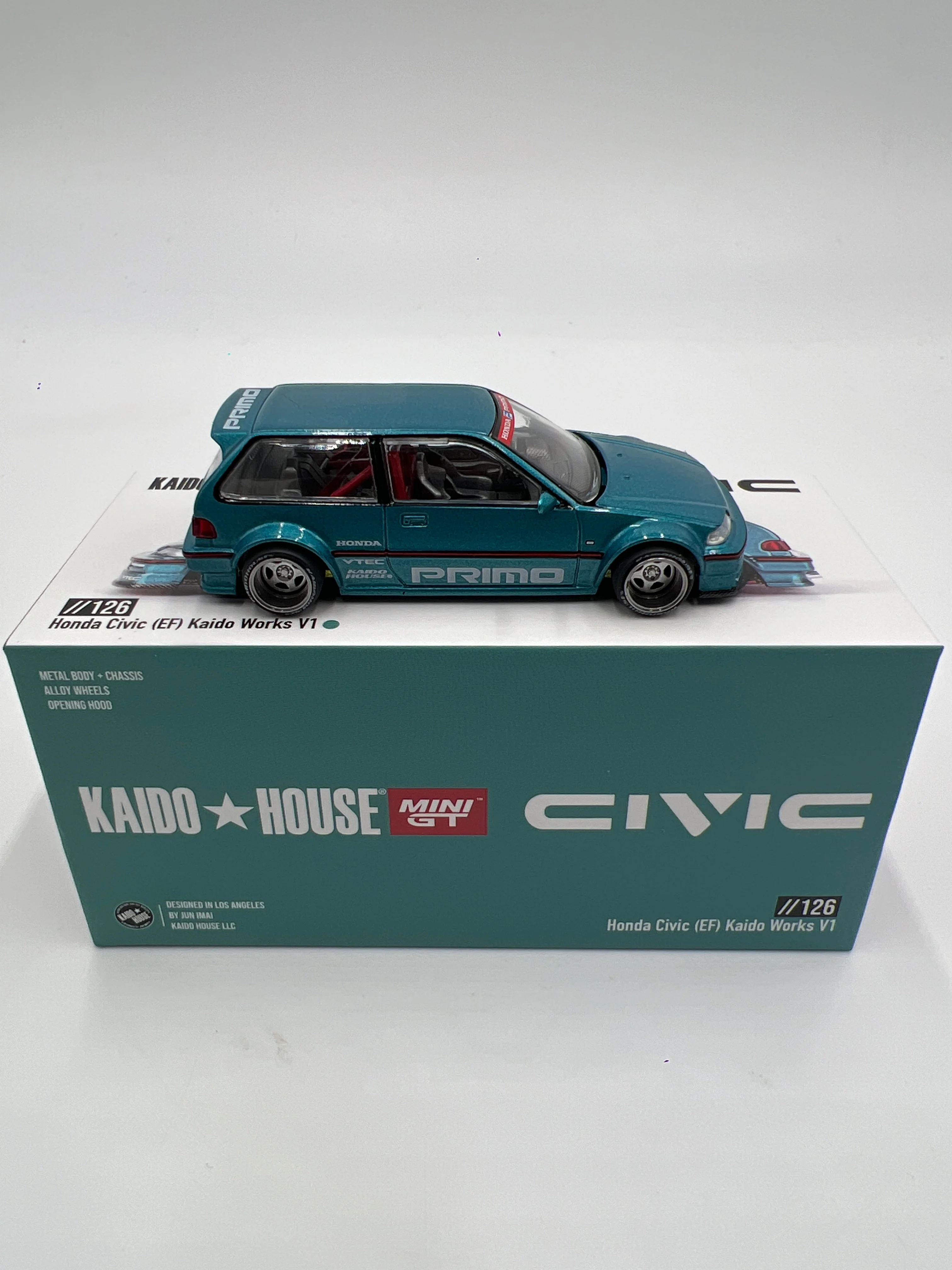 Mini GT x Kaido House #126 Honda Civic EF Kaido Works V1 Primo Teal - Image 2