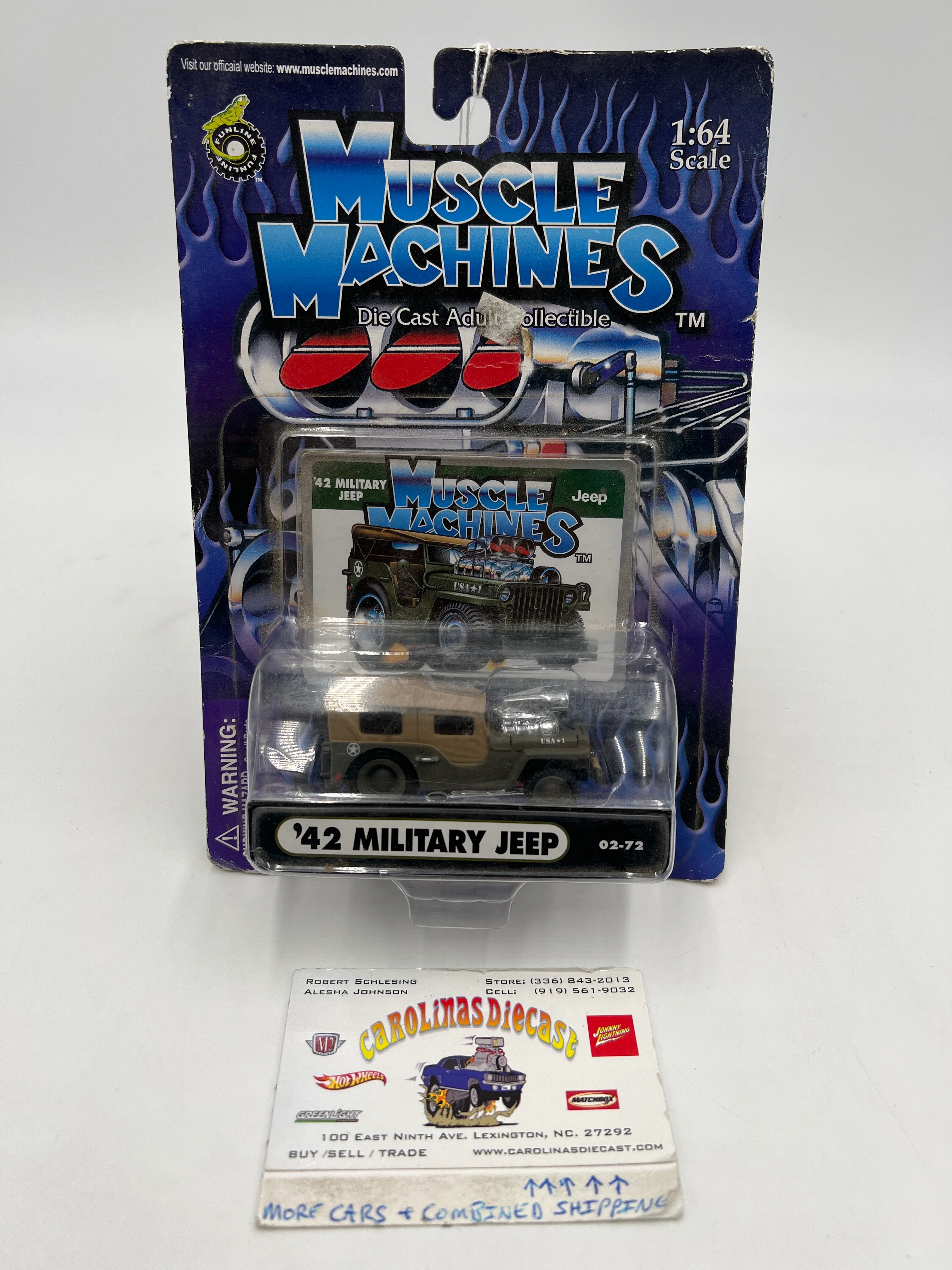 Muscle Machines 42 Military Jeep Green 02-72 *Bad Card* 220D
