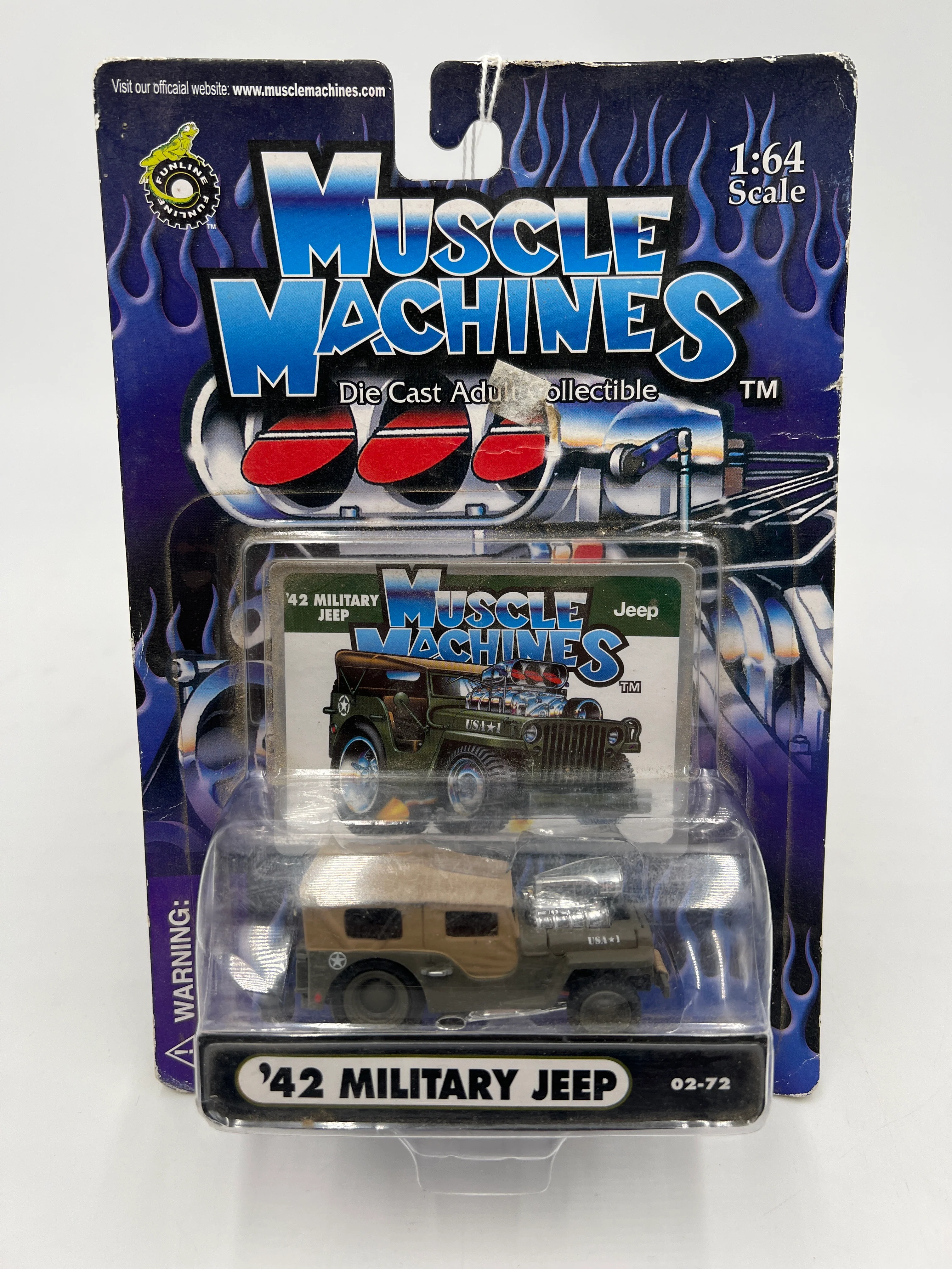Muscle Machines 42 Military Jeep Green 02-72 *Bad Card* 220D - Image 2