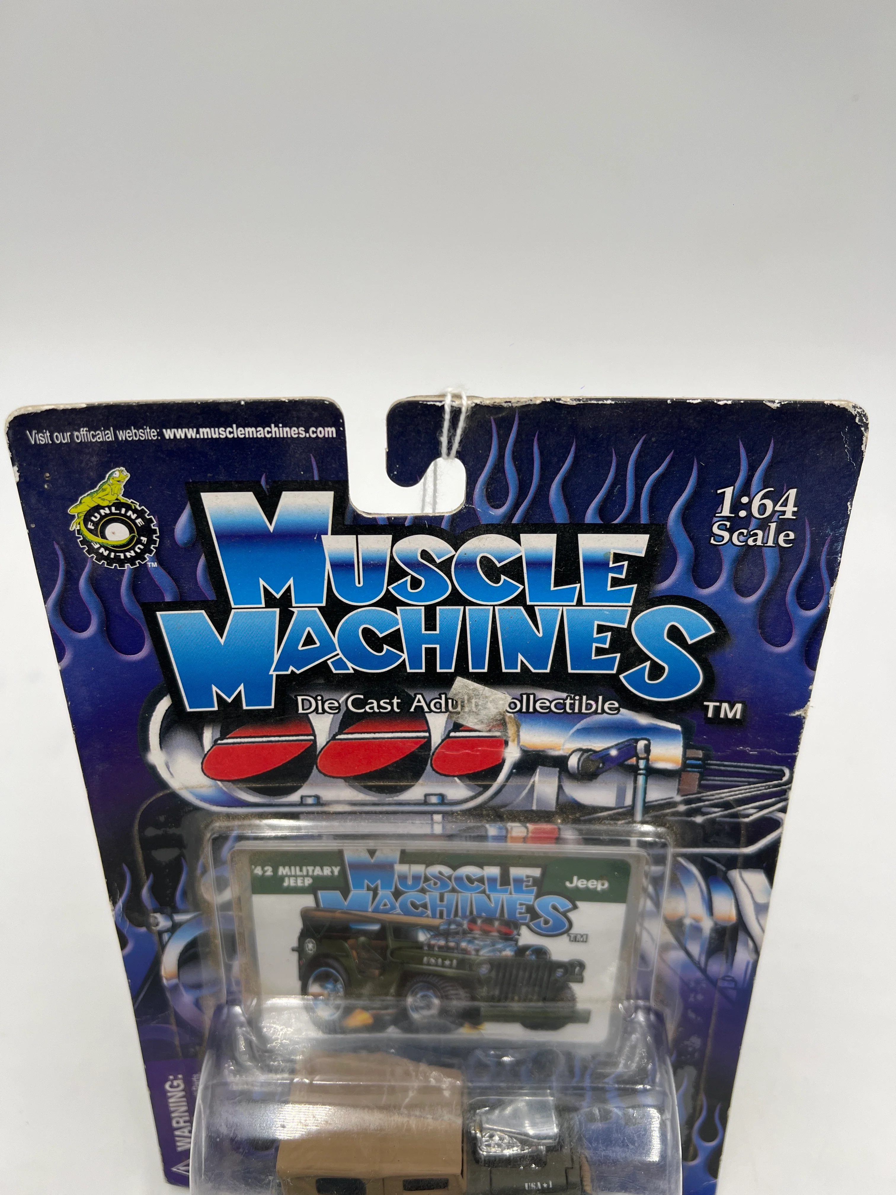 Muscle Machines 42 Military Jeep Green 02-72 *Bad Card* 220D - Image 6