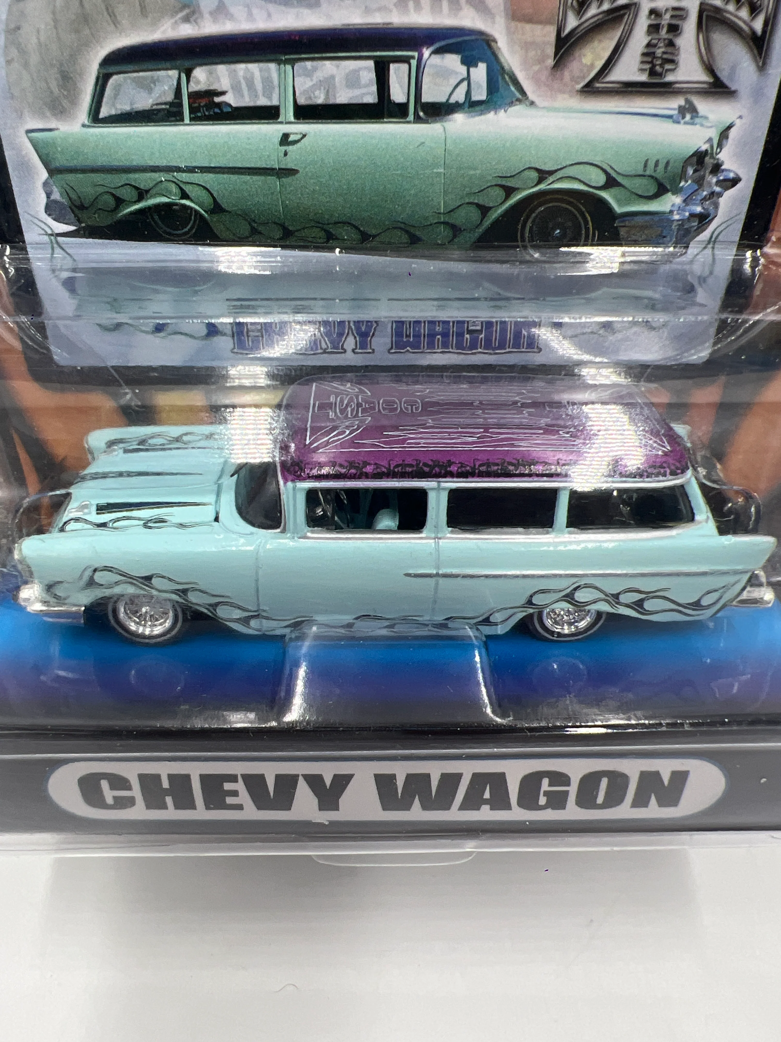 Muscle Machines West Coast Choppers Jesse James Chevy Wagon Light Blue 215A - Image 3