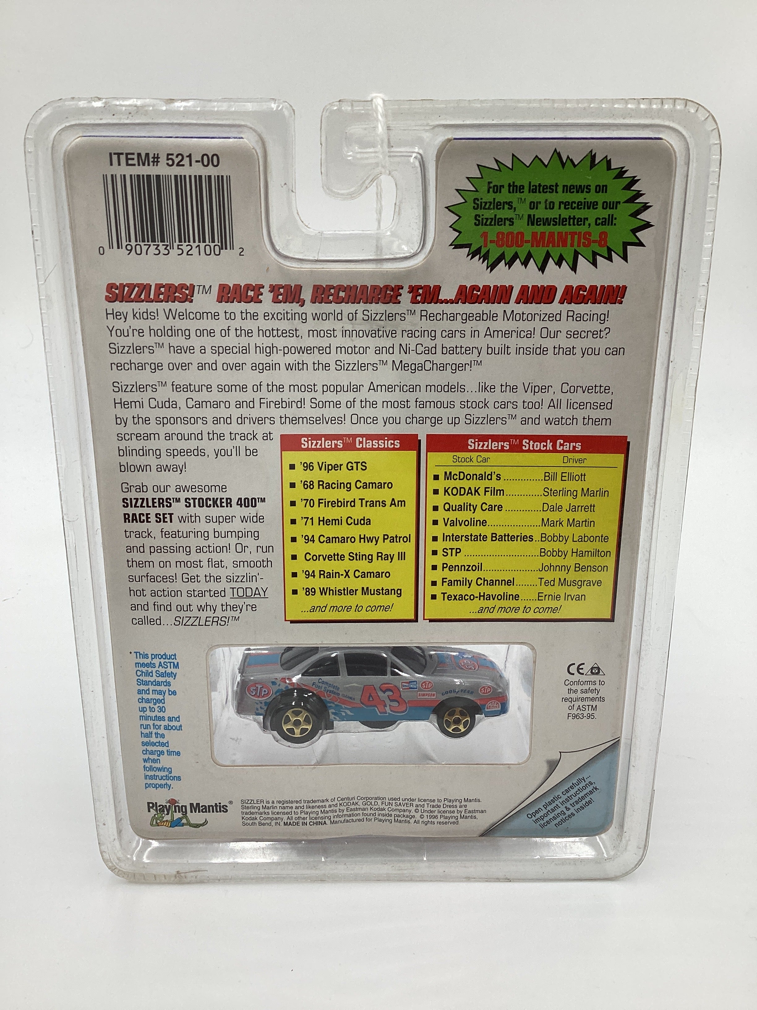 Playing Mantis Sizzlers Rechargeable Motorized Racers STP Bobby Hamilton Silver #43 (SR) - Image 7