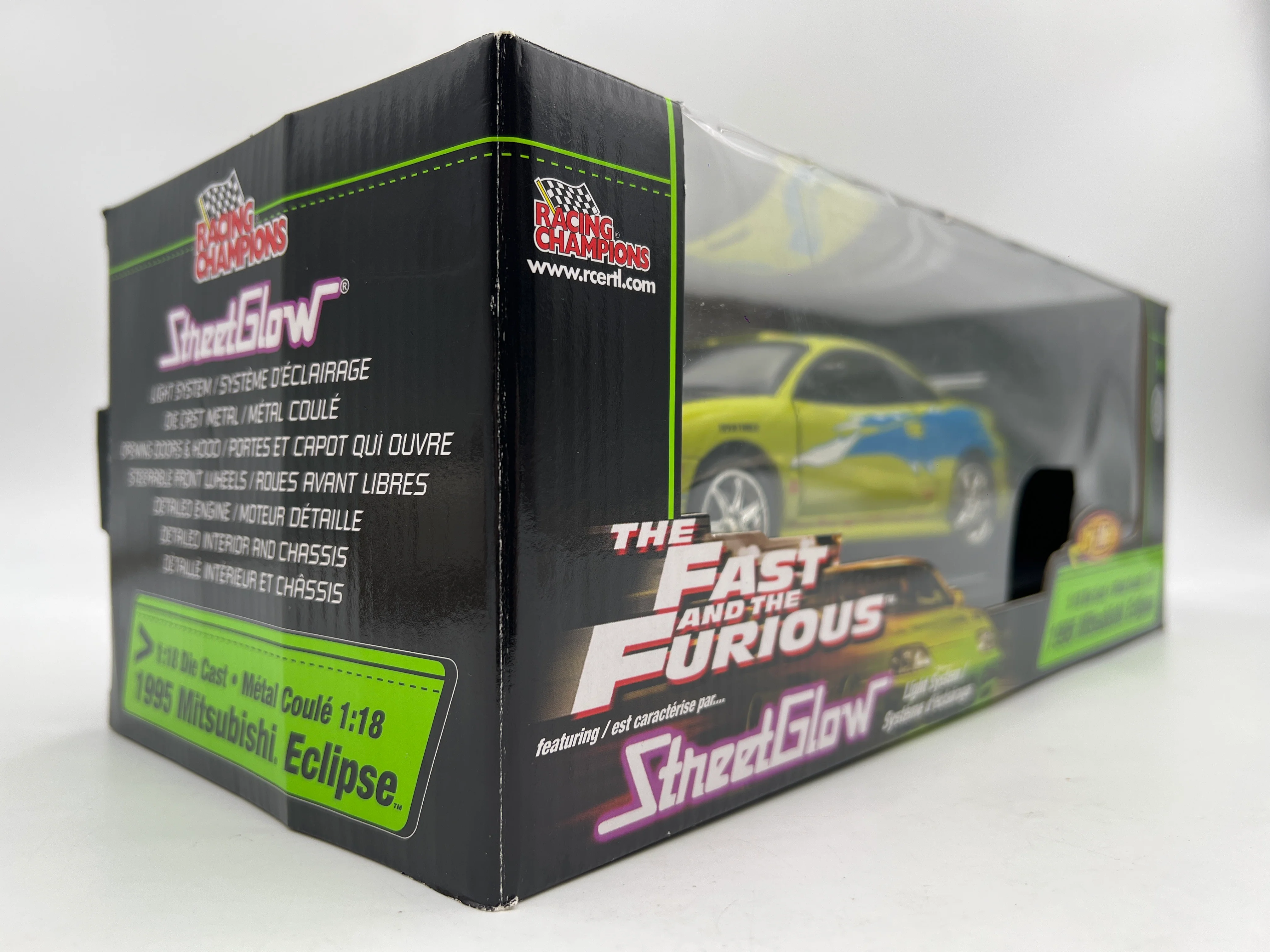 Racing Champions 1/18 Fast & Furious Street Glow 1995 Mitsubishi Eclipse Green VHTF Missing Mirror - Image 6