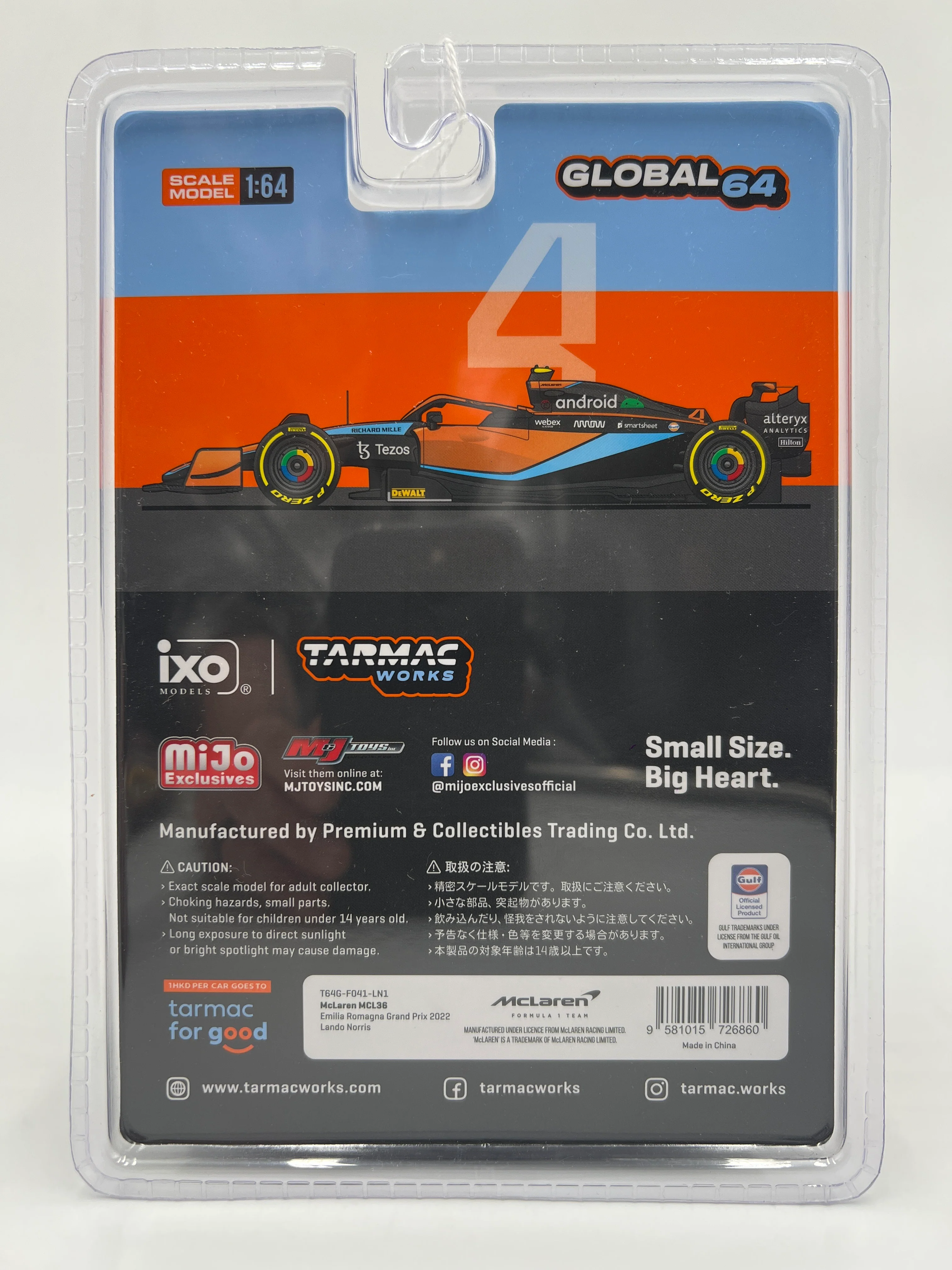Tarmac Works X IXO Models Mijo Exclusives 2022 Grand Prix Lando Norris #4 Android McLaren MCL36 - Image 6