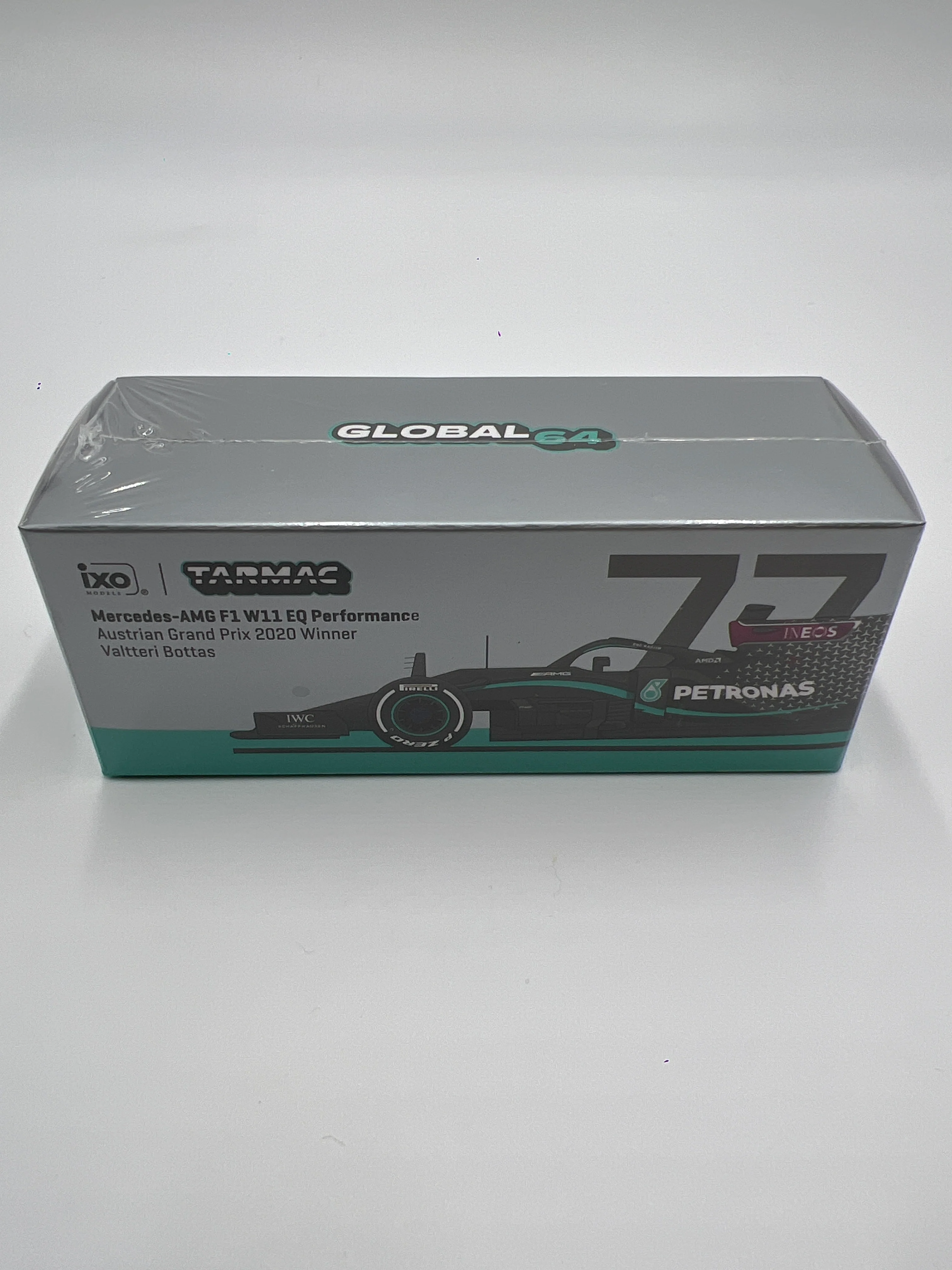 Tarmac Works Global64 IXO Models Valtteri Bottas Mercedes-AMG F1 W11 EQ Performance Austrian Grand Prix 2020 Winner Sealed - Image 2