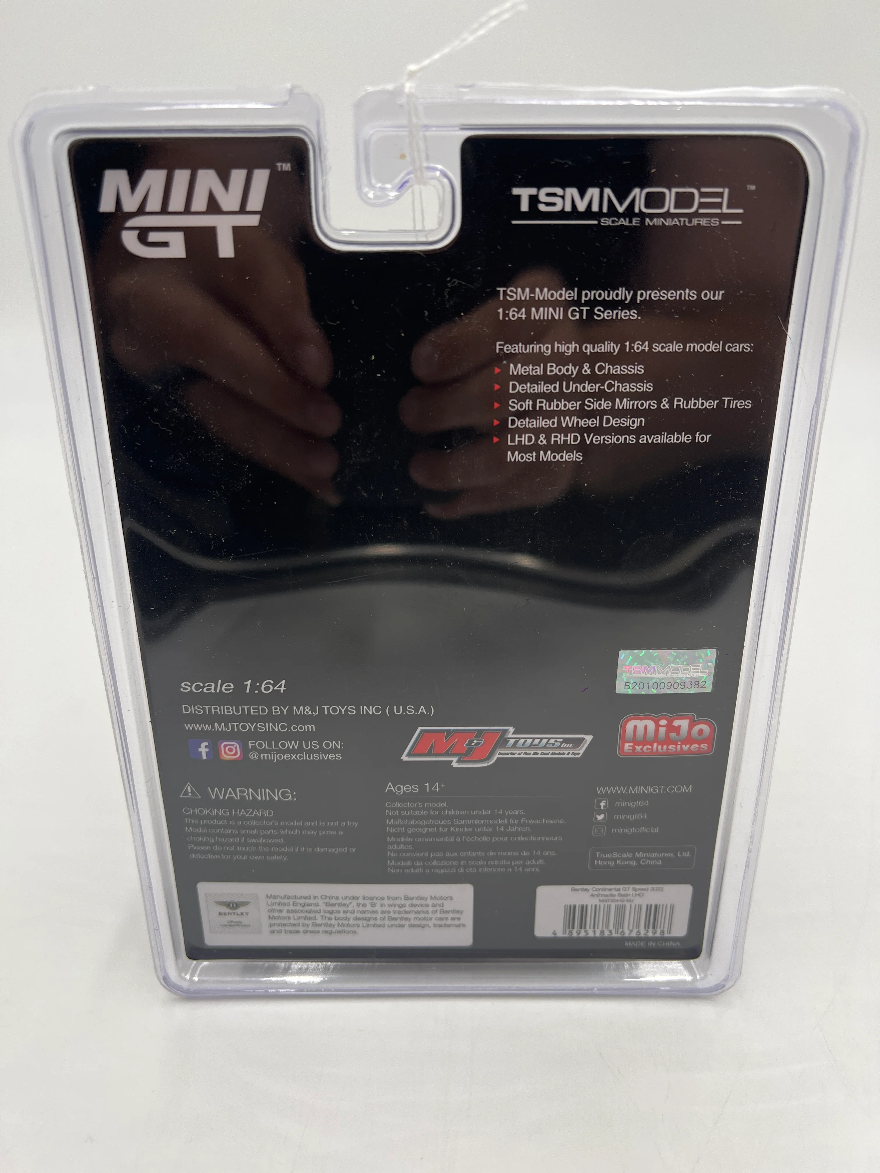 Tarmac Works Mijo Exclusives 1/1800 Bentley Continental GT Speed Satin Black - Image 6