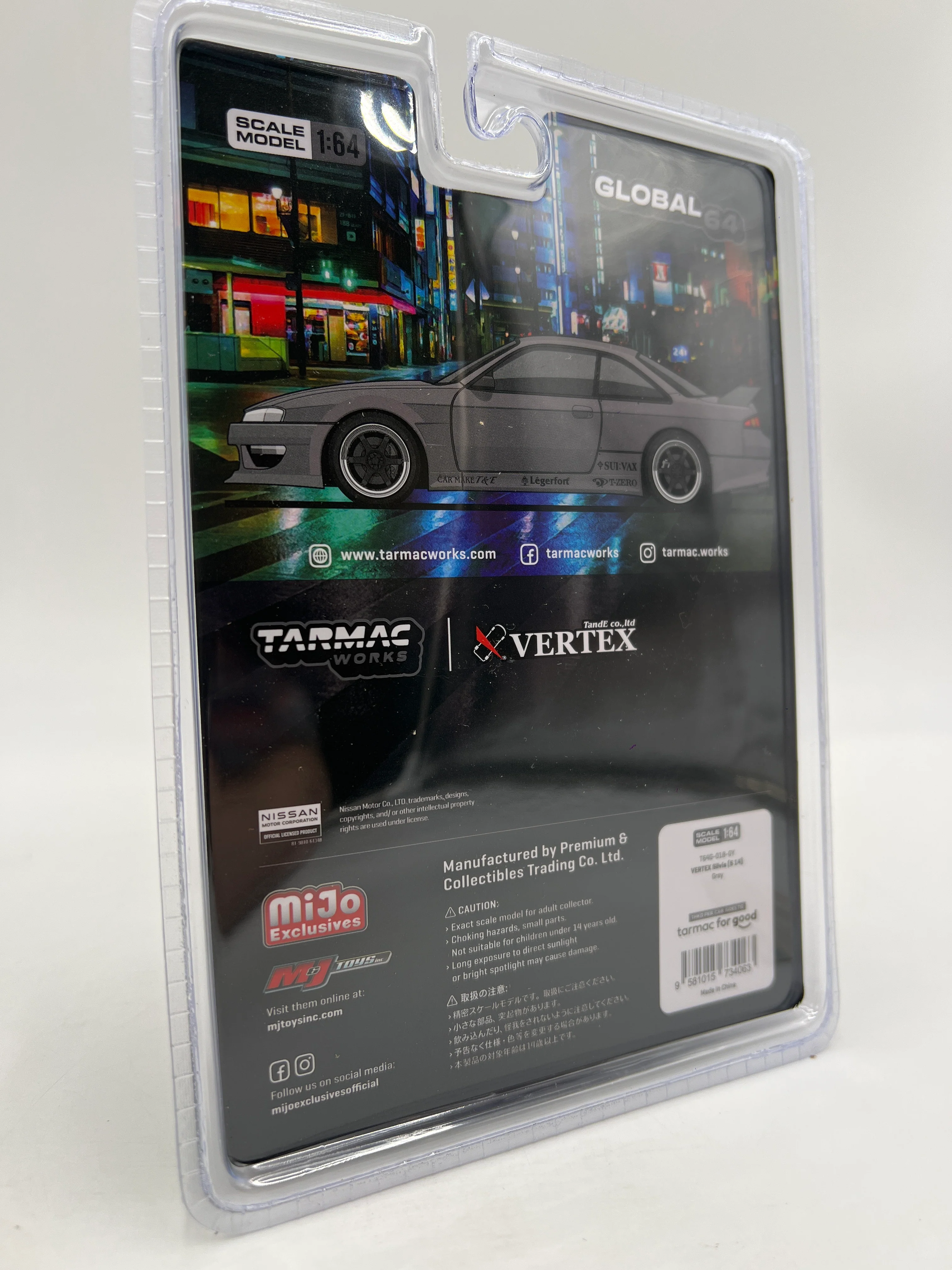 Tarmac Works Mijo Exclusives Vertex Nissan Silvia S14 Gray #18 - Image 6