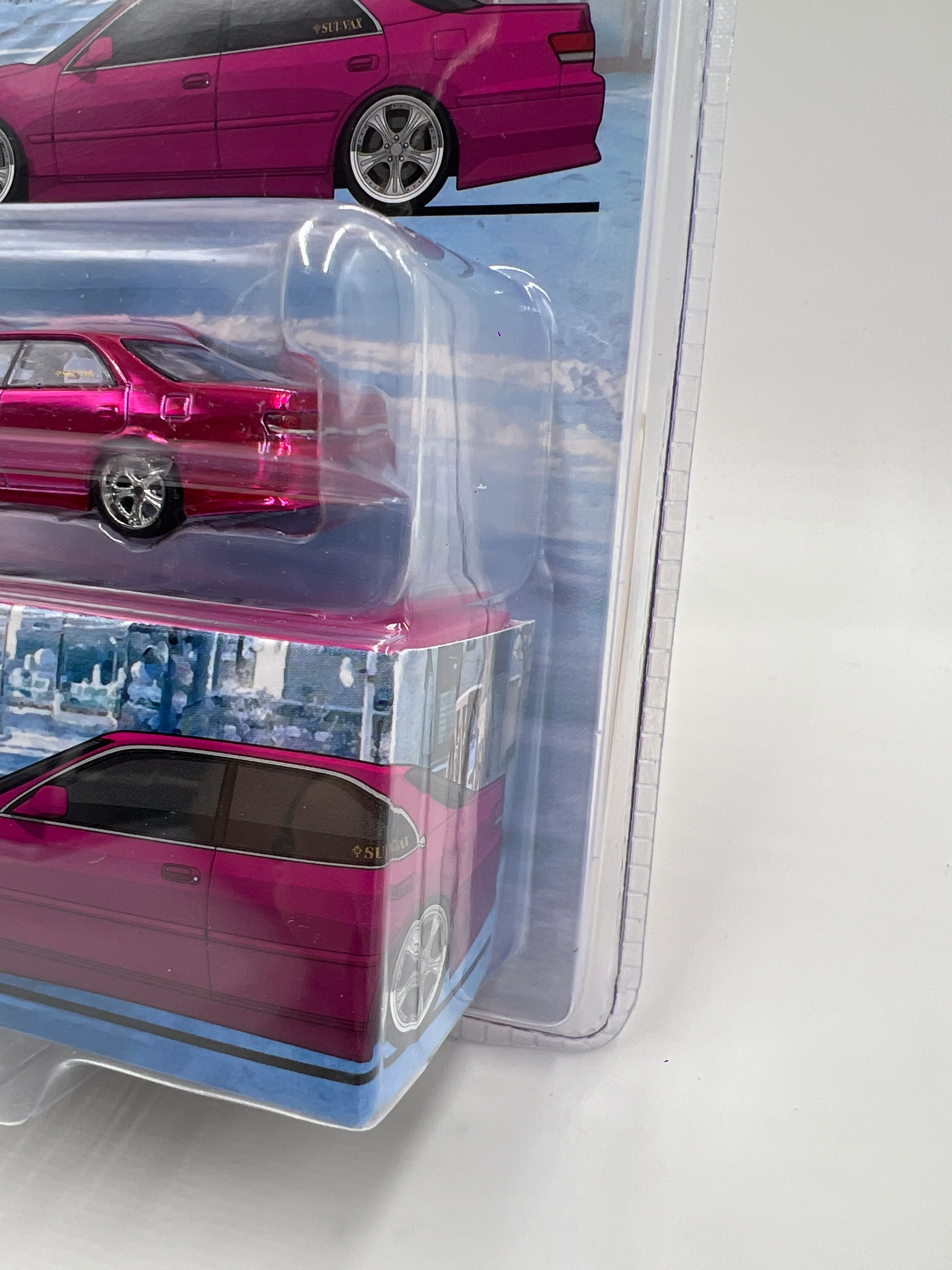 Tarmac Works Mijo Exclusives CHASE VERTEX Toyota Mark II JZX100 Pink Chrome - Image 3