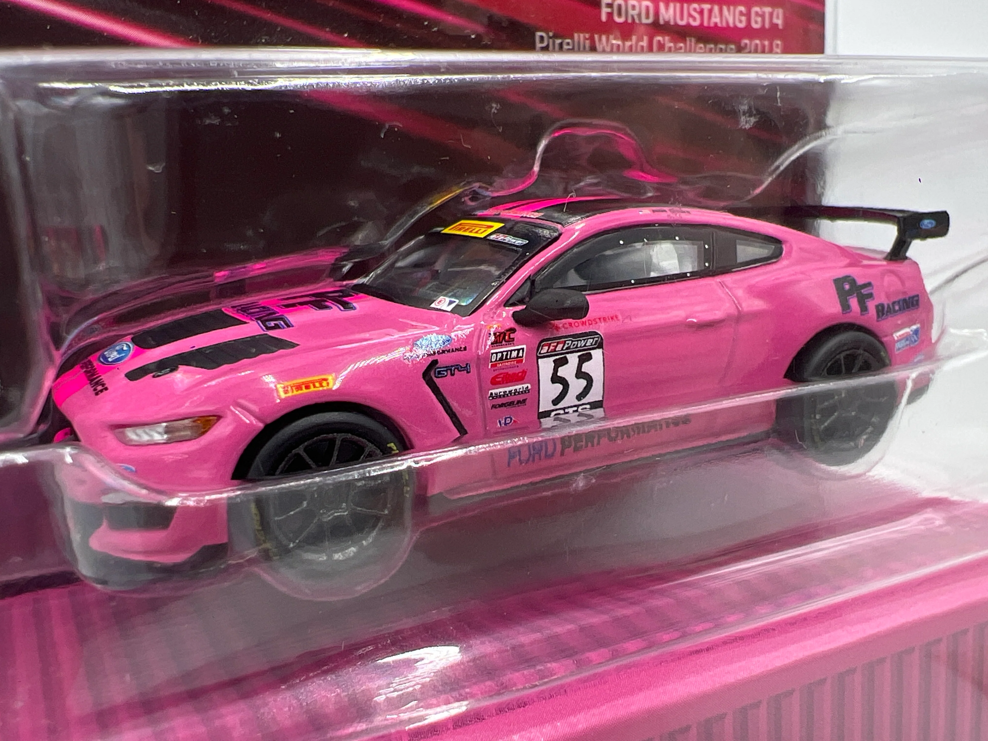 Tarmac Works x Global 64 Ford Mustang GT4 Pirelli World Challenge 2018 Pink VHTF - Image 2