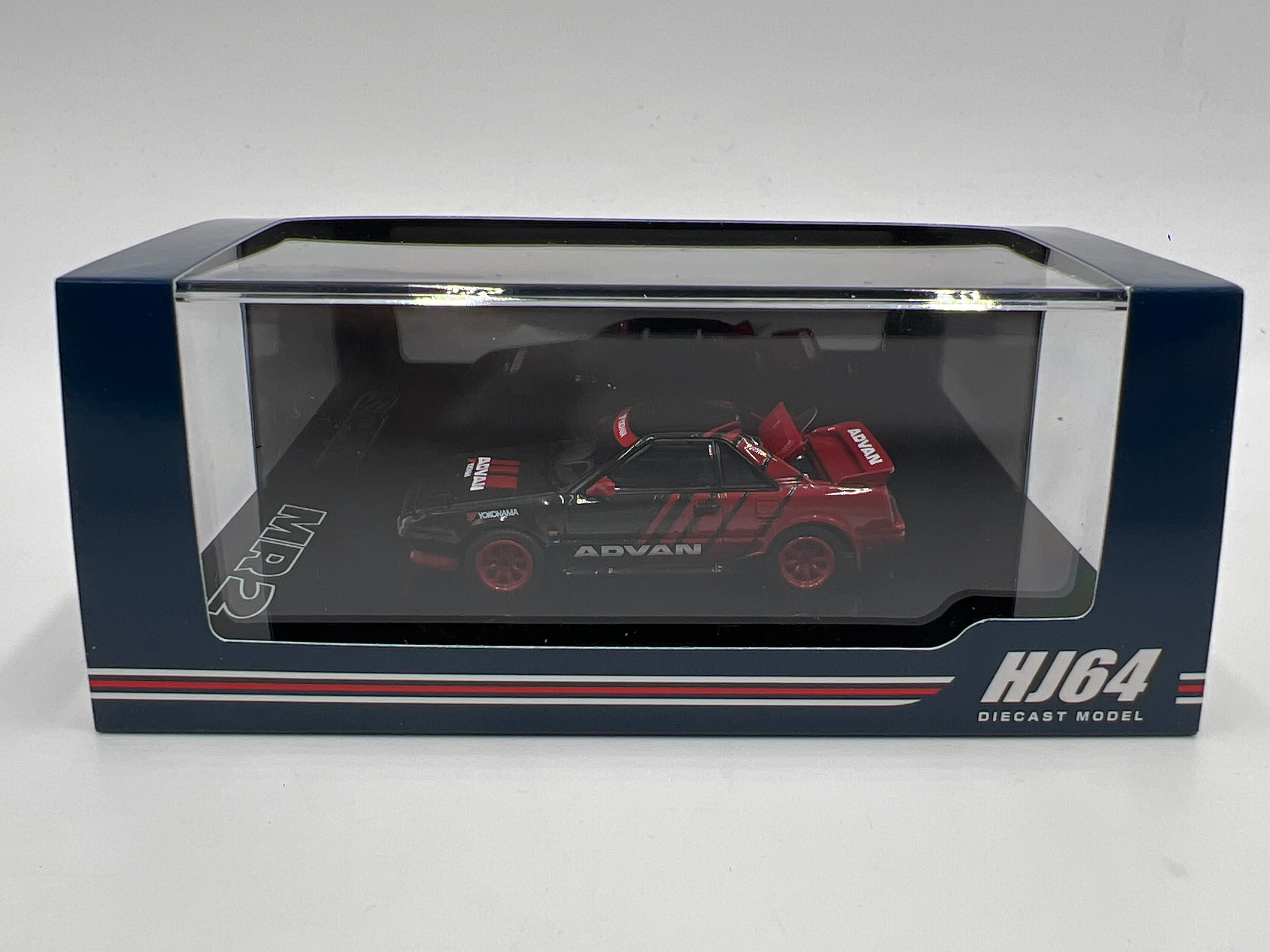 HJ64 Diecast Model 1/64 Yokohama Advan Toyota MR2 1600G-Limited Super Charger Red/Black - Image 8