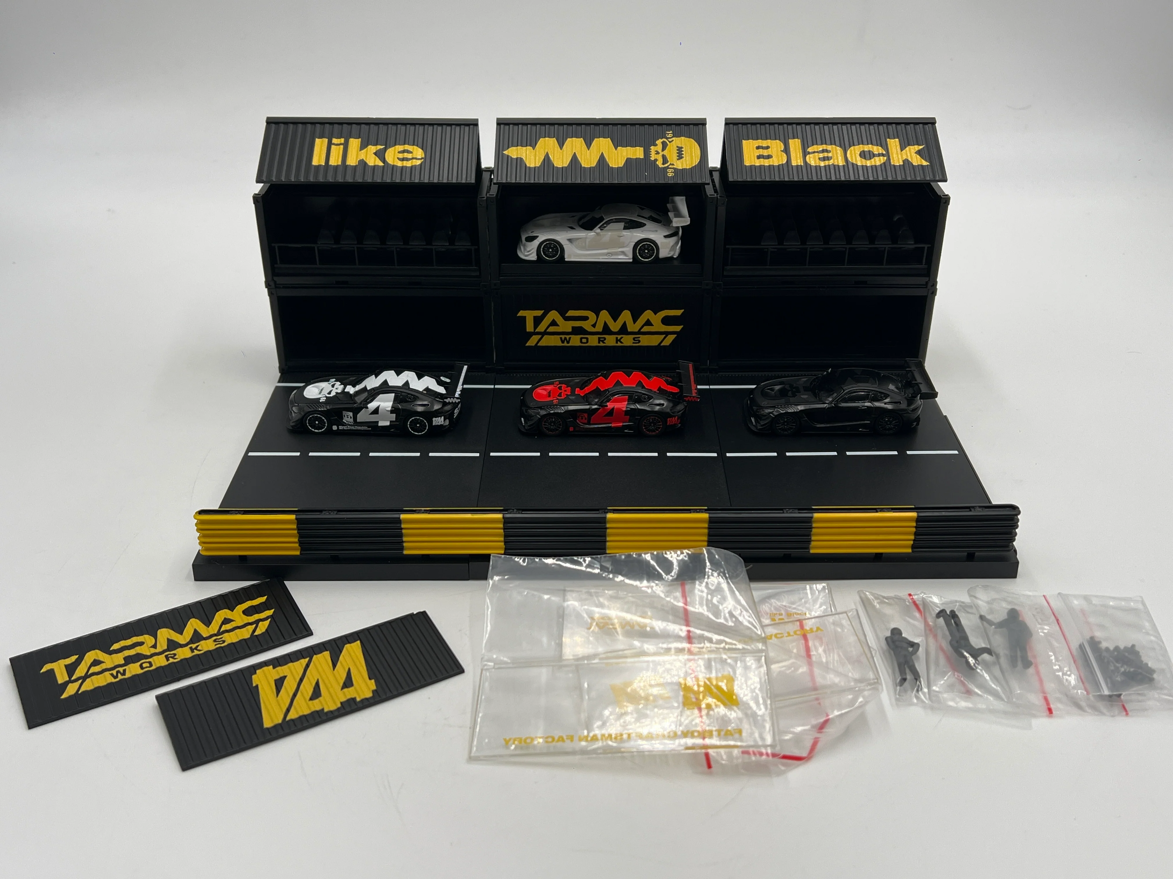 Tarmac Works 4A Like Black Special 4 Car Diorama Box Set W/Mercedes-Benz AMG GT3 - Image 2