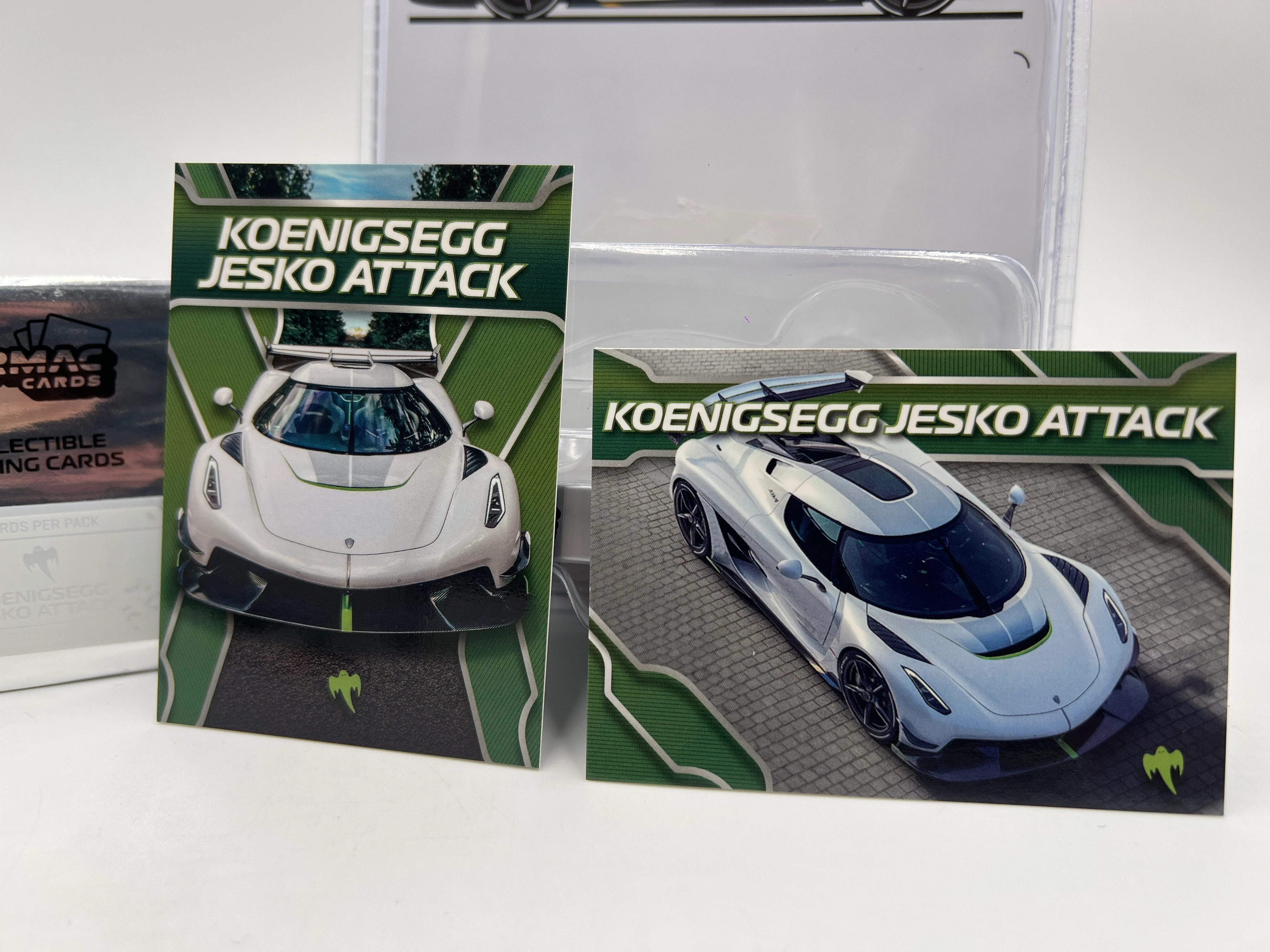 Tarmac Works Mijo Exclusives Koenigsegg Jesko Attack White W/Trading Cards Open Pack - Image 8