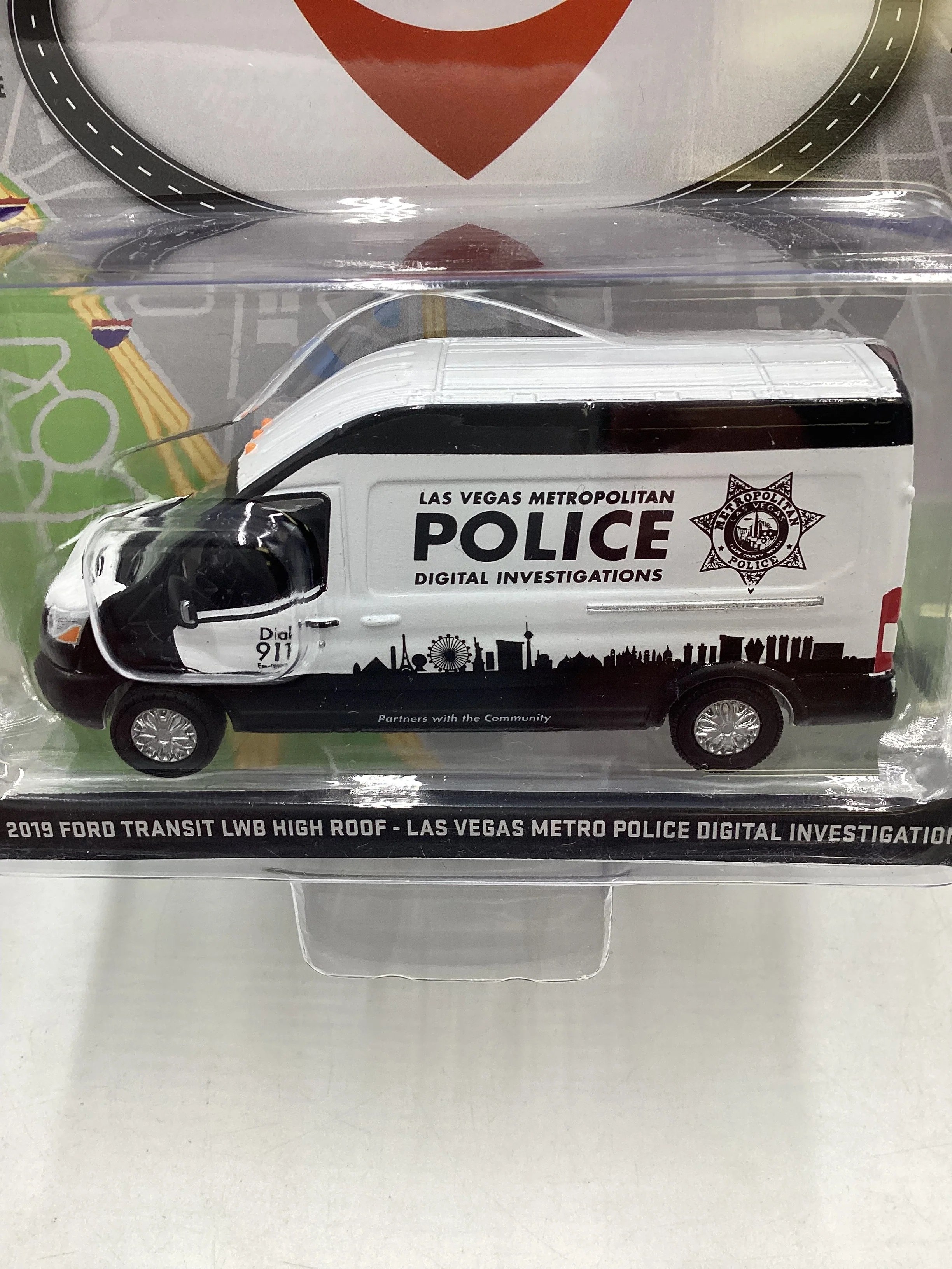 Greenlight Route Runners Series 4 2019 Ford Transit LBW High Roof Las Vegas Metro Police Digital Investigations 181F - Image 3
