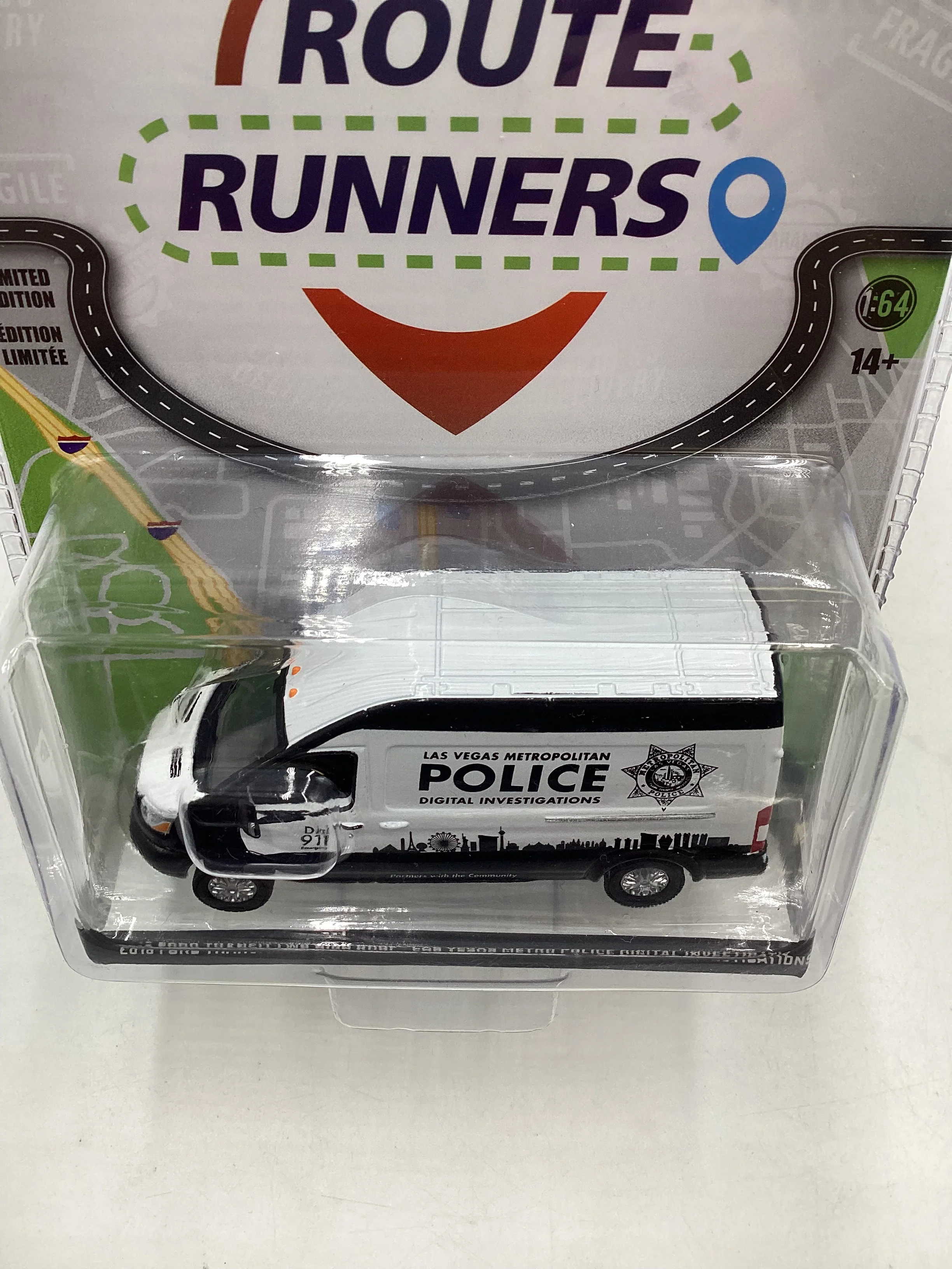 Greenlight Route Runners Series 4 2019 Ford Transit LBW High Roof Las Vegas Metro Police Digital Investigations 181F - Image 6