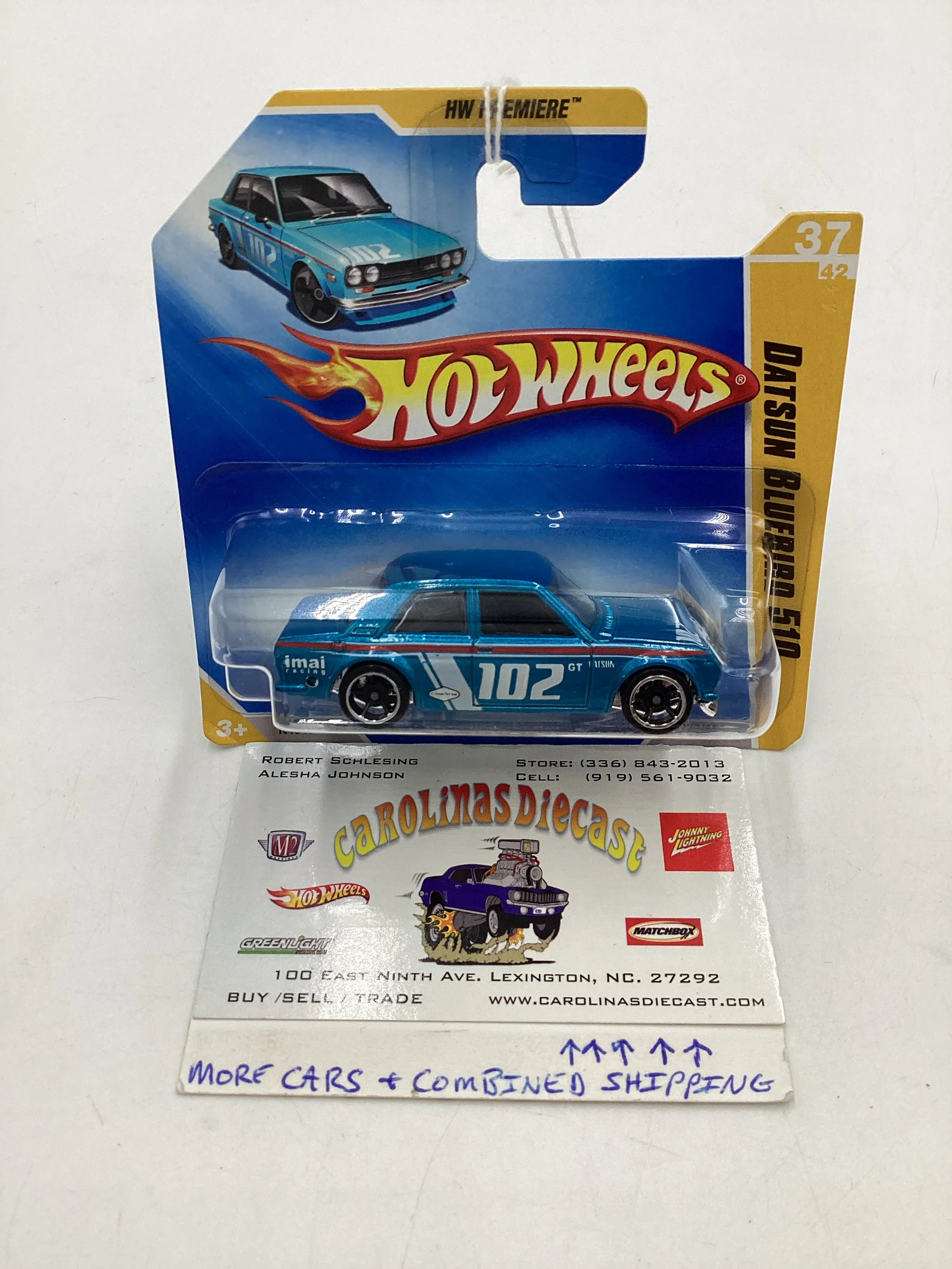 Hot Wheels 2009 037/190 Short card Blue Datsun Bluebird 510 W/Protector