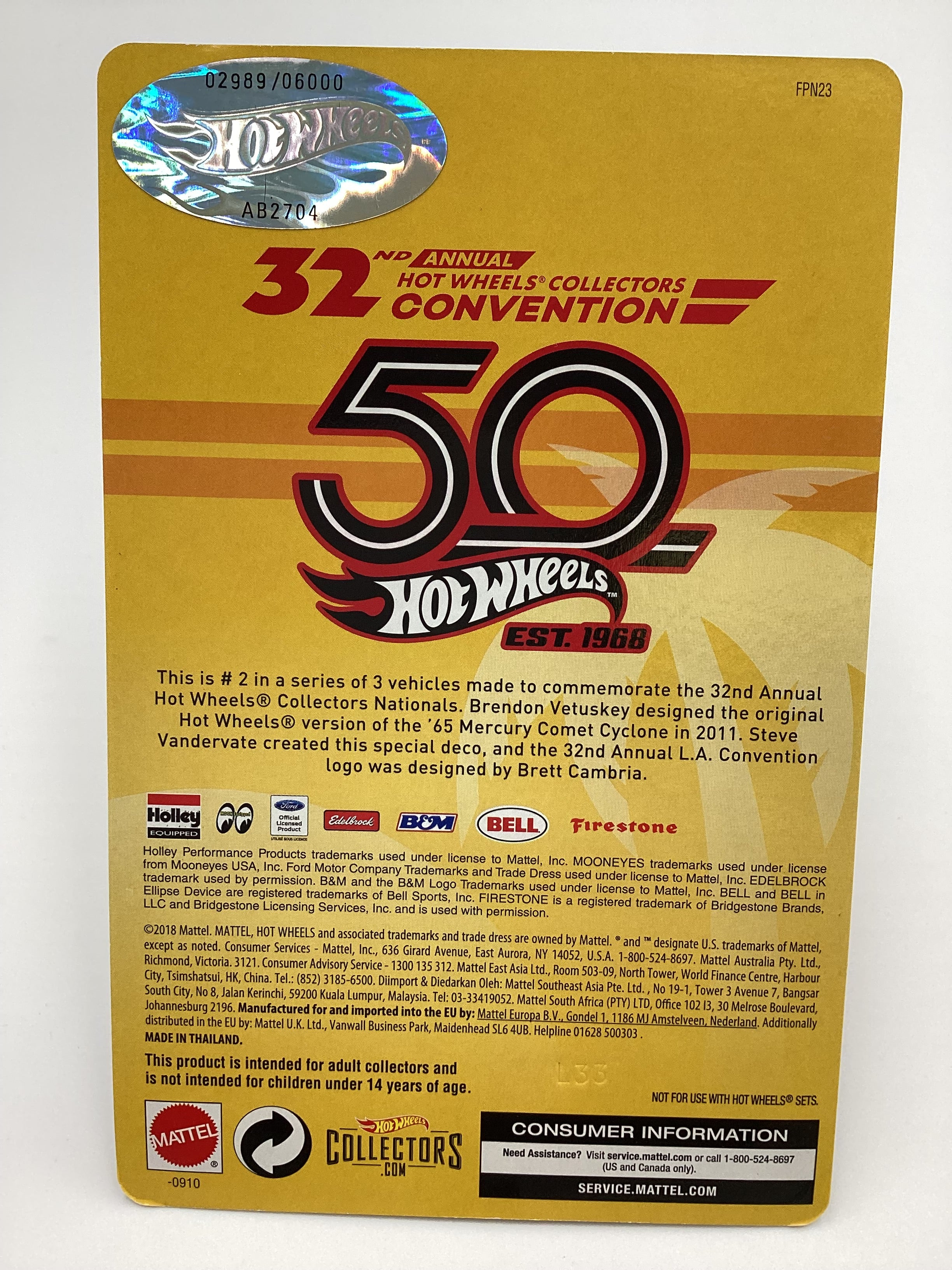 Hot Wheels 2018 32nd Annual Convention LA 65 Mercury Comet Cyclone Peppermint Twist with protector 2989/6000 - Image 8