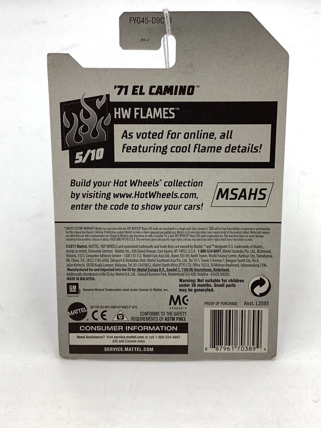 Hot Wheels 2019 #8 71 El Camino white Kroger Exclusive 235E - Image 7