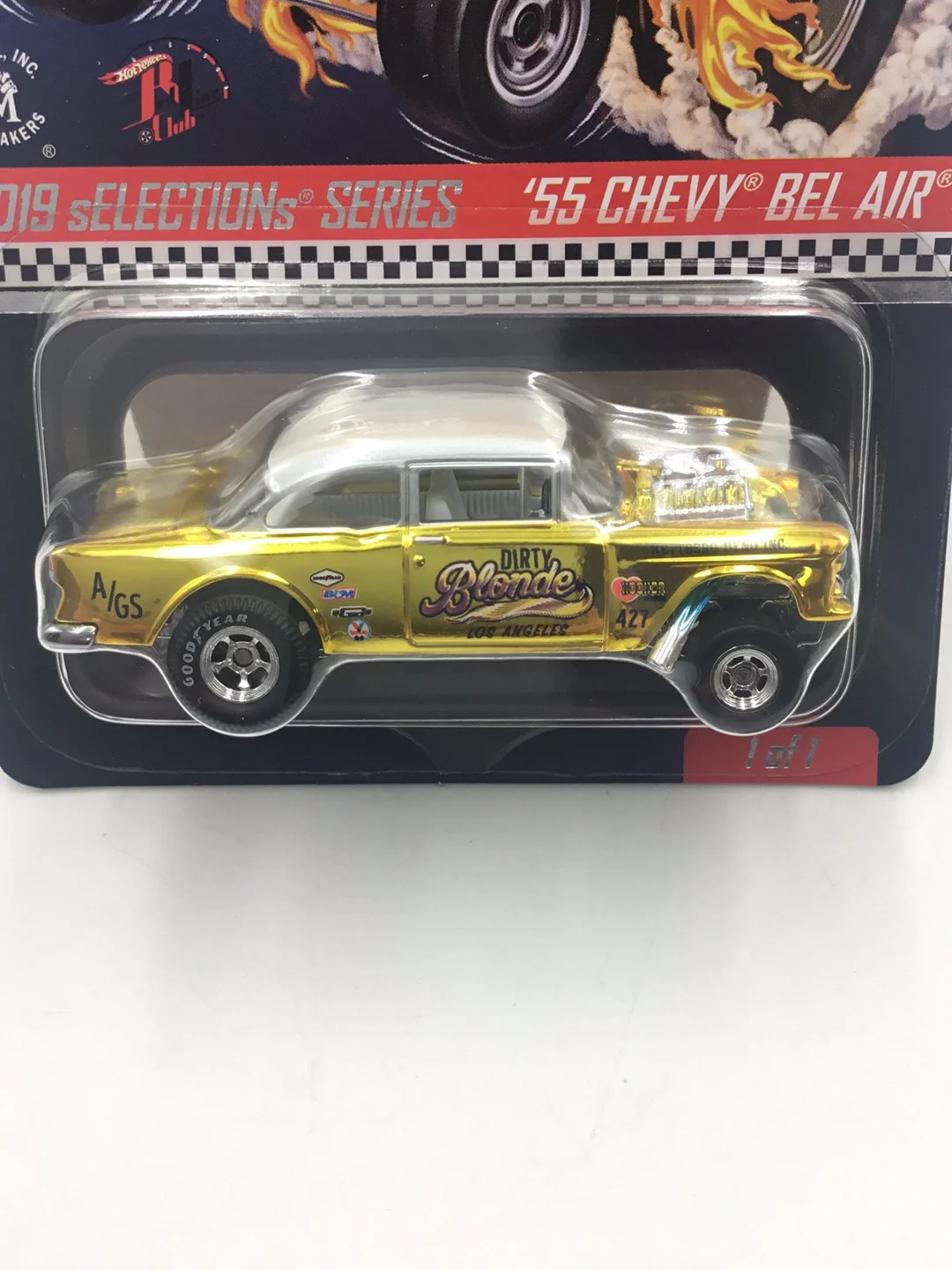Hot wheels 2019 Selections Series redline club 55 Chevy Bel Air Gasser with protector - Image 2