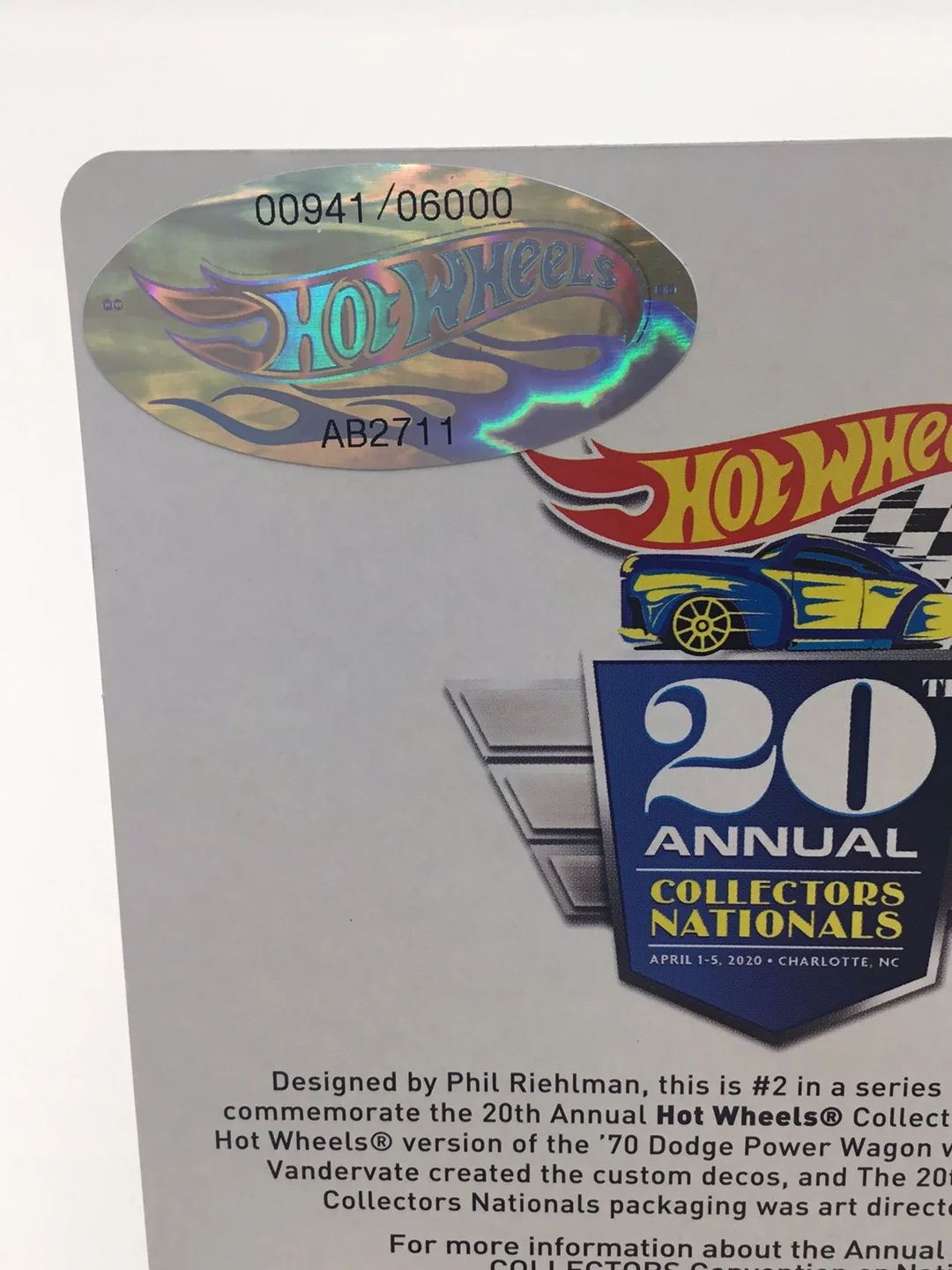 Hot wheels 20th annual collectors Nationals 1970 Dodge Power Wagon 941/6000 in Protector - Image 7