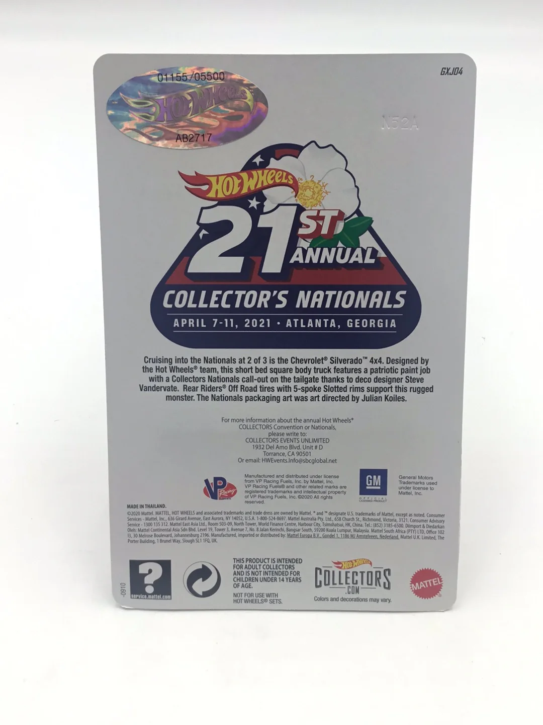 Hot wheels 21st annual collectors nationals 83 Silverado 4x4 1155/5500 - Image 6