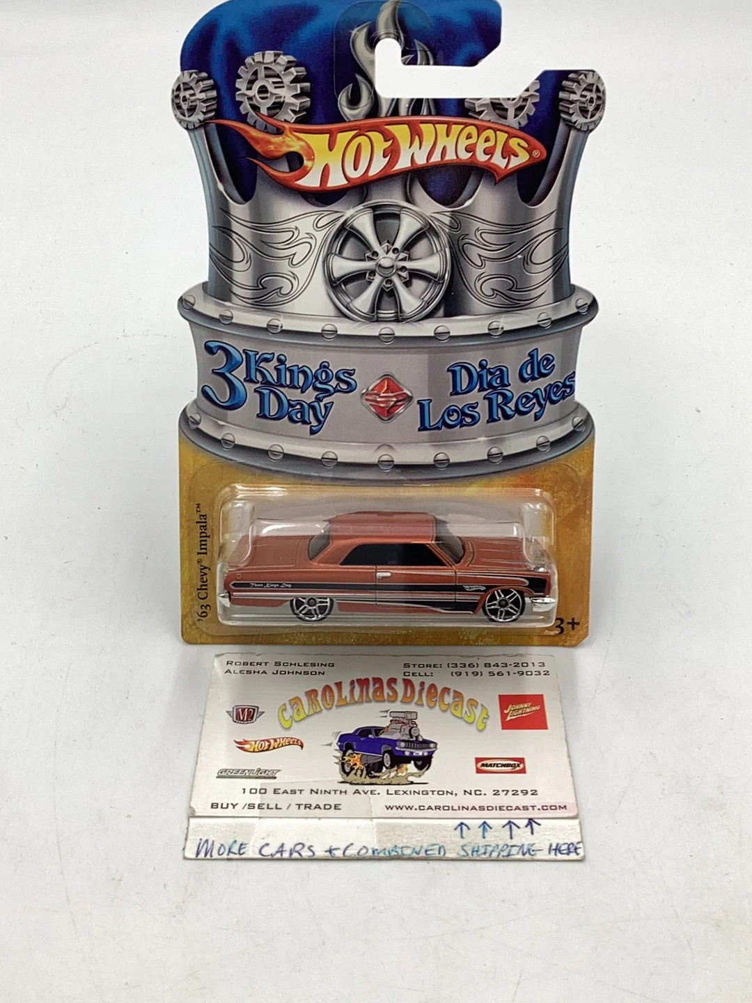 Hot Wheels 3 Kings Day 63 Chevy Impala with protector