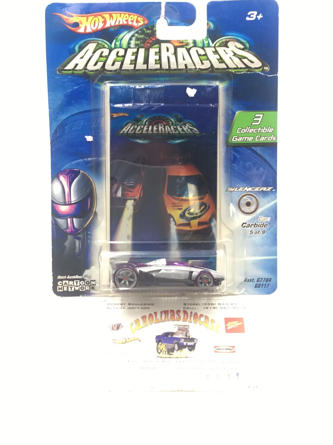 Hot wheels Acceleracers Silencerz Carbide 5 of 9 US card (Bad Card)