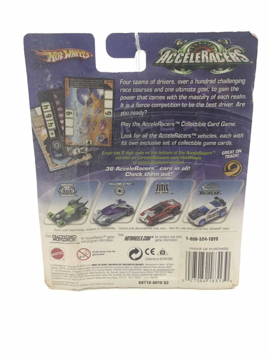 Hot wheels Acceleracers Silencerz Iridium 4 of 9 US card CM 5 Wheels (Bad Card) - Image 9