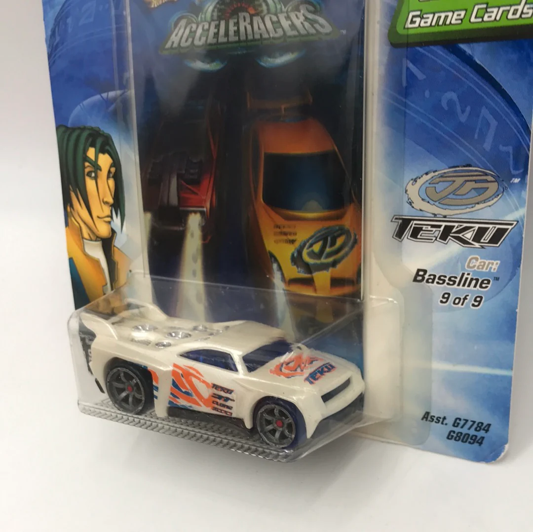 Hot wheels Acceleracers Teku Bassline 9 of 9 HTF!! Blue CM6 Wheels - Image 3