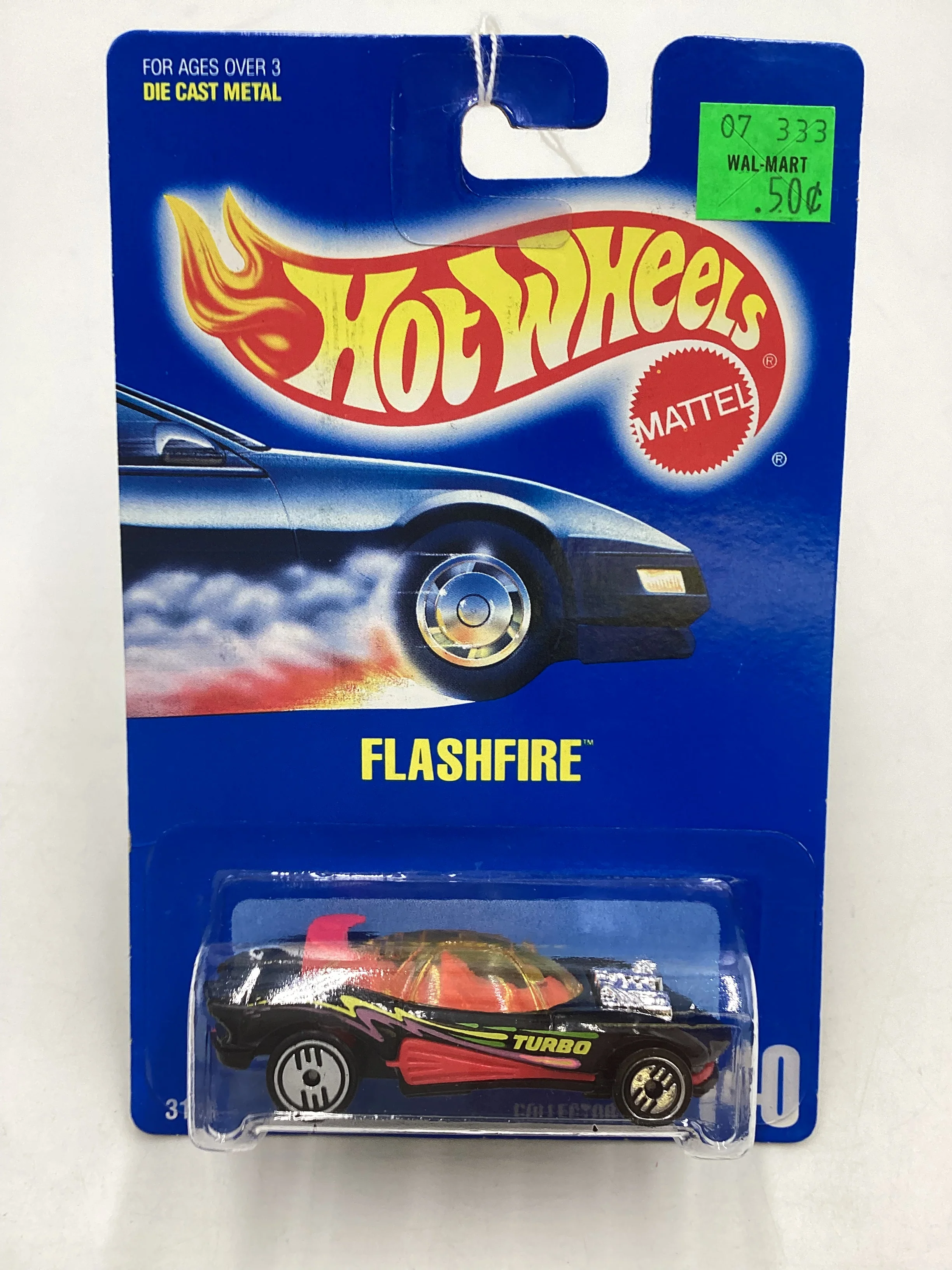 Hot Wheels Blue Card Collector No. 140 Flashfire Black UH Chrome Wheels 240G - Image 2