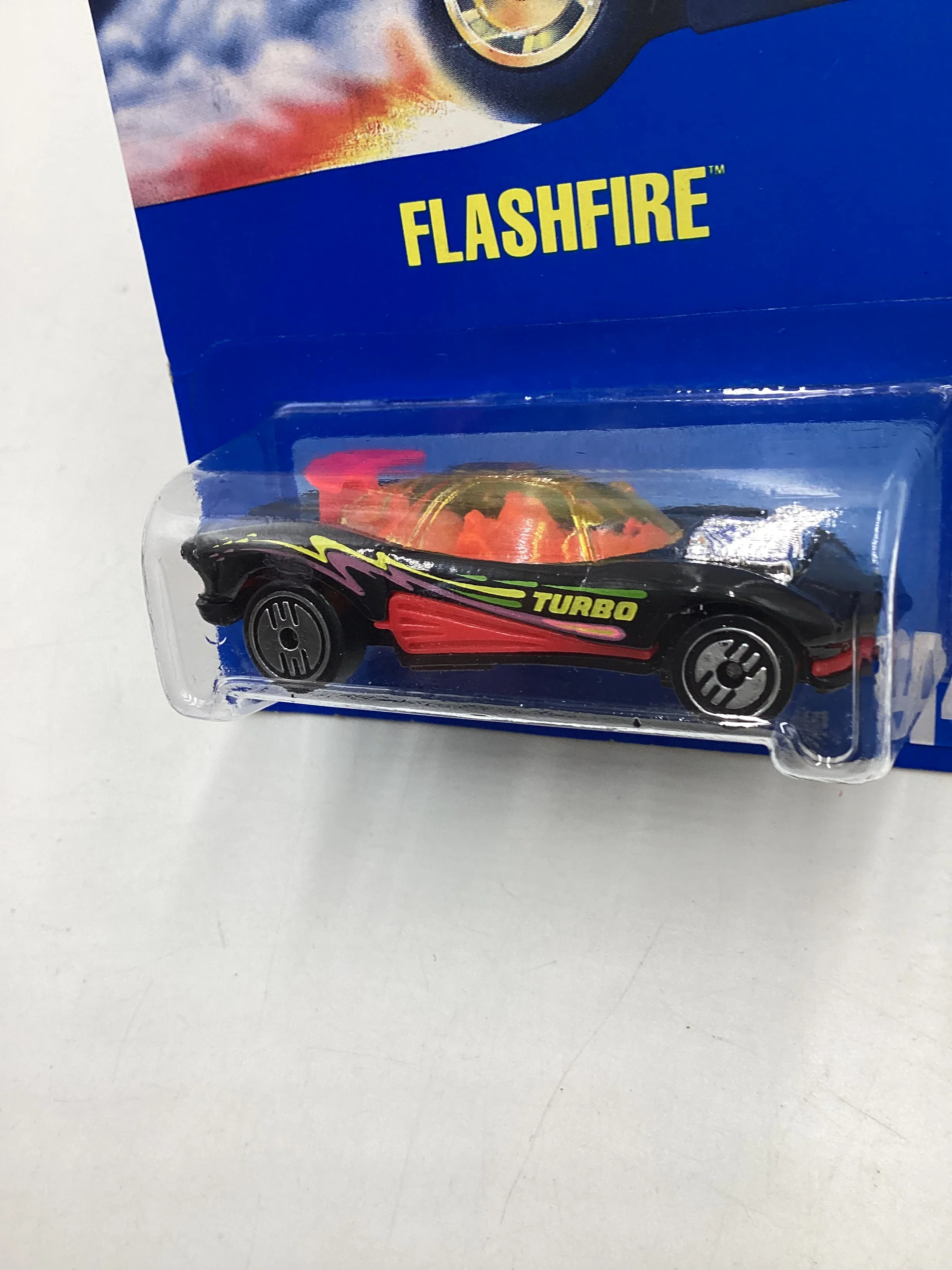 Hot Wheels Blue Card Collector No. 140 Flashfire Black UH Chrome Wheels 240G - Image 4