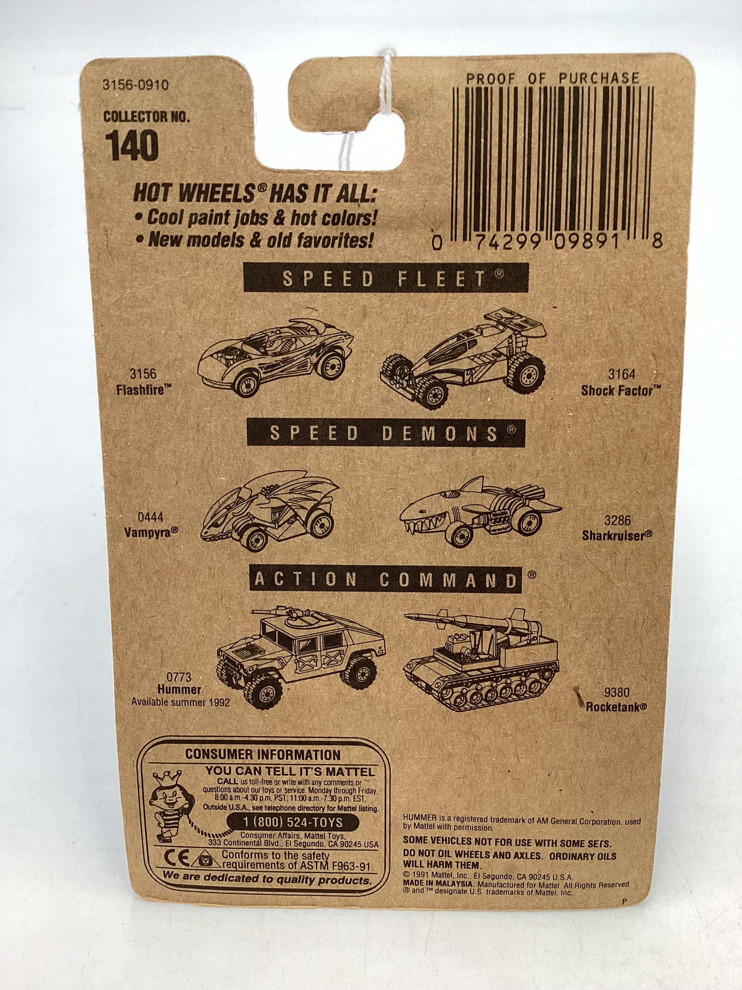 Hot Wheels Blue Card Collector No. 140 Flashfire Black UH Chrome Wheels 240G - Image 7