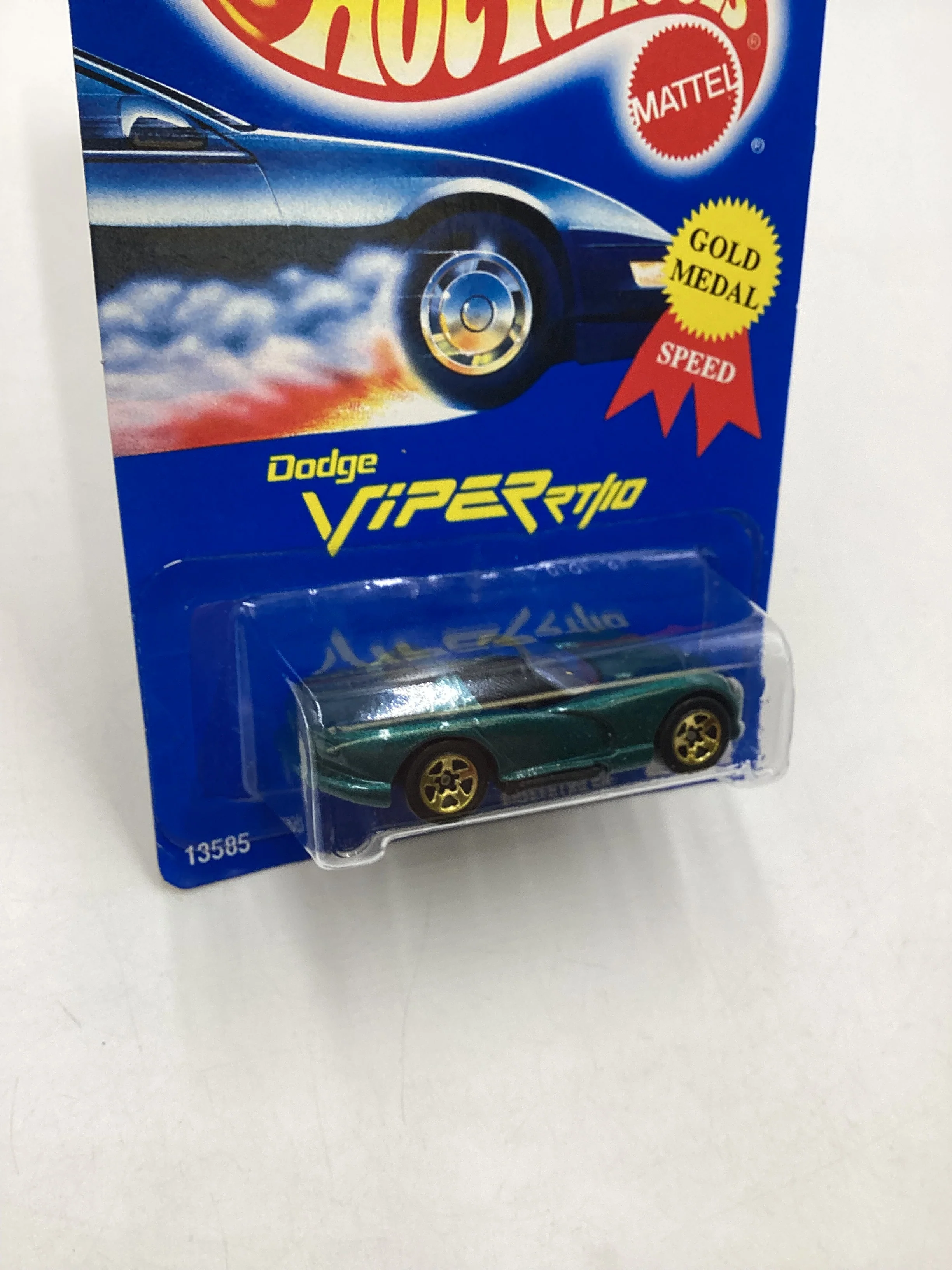 Hot Wheels Blue Card Collector No. 210 Dodge Viper R/T 10 Green 5SP Gold Wheels 239E - Image 5