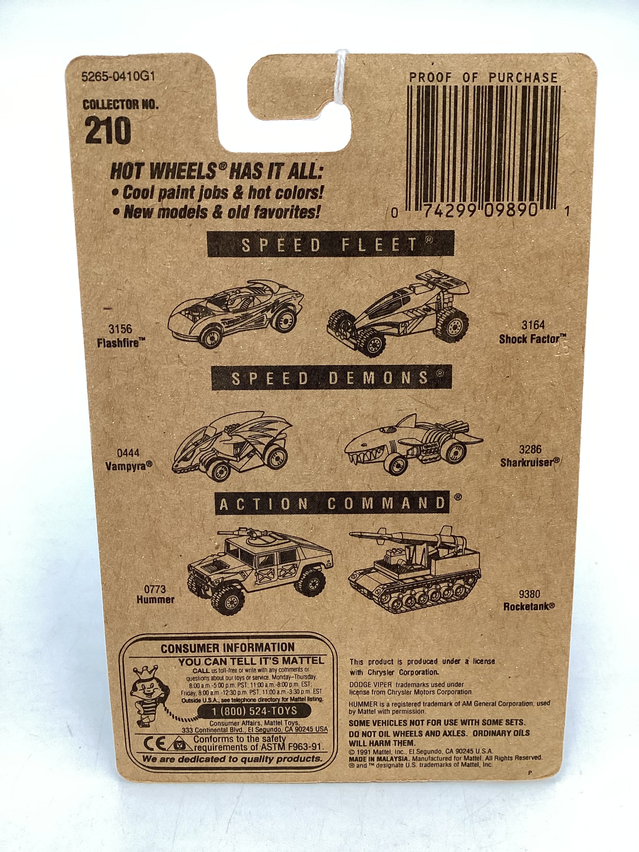 Hot Wheels New Model Blue Card Collector No. 210 Dodge Viper R/T 10 Red UH Chrome Wheels 240E - Image 7